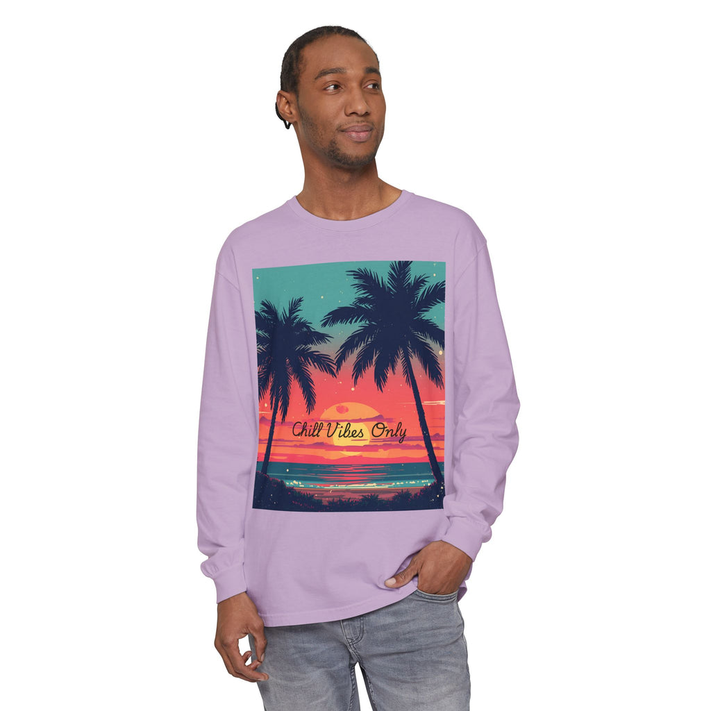 Tropical Sunset Unisex Garment-dyed Long Sleeve T-Shirt