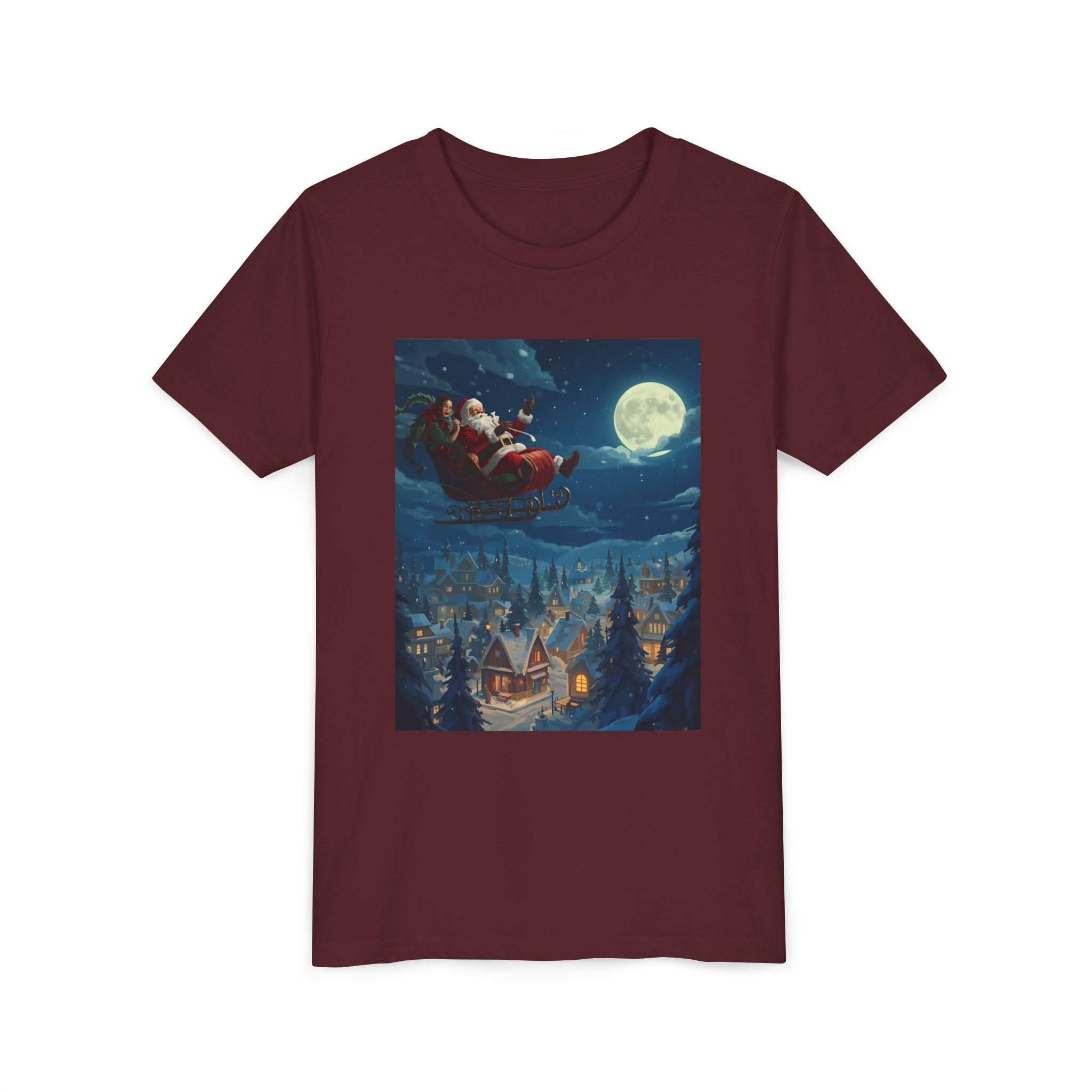 Christmas Santa Sleigh Youth Short Sleeve Tee