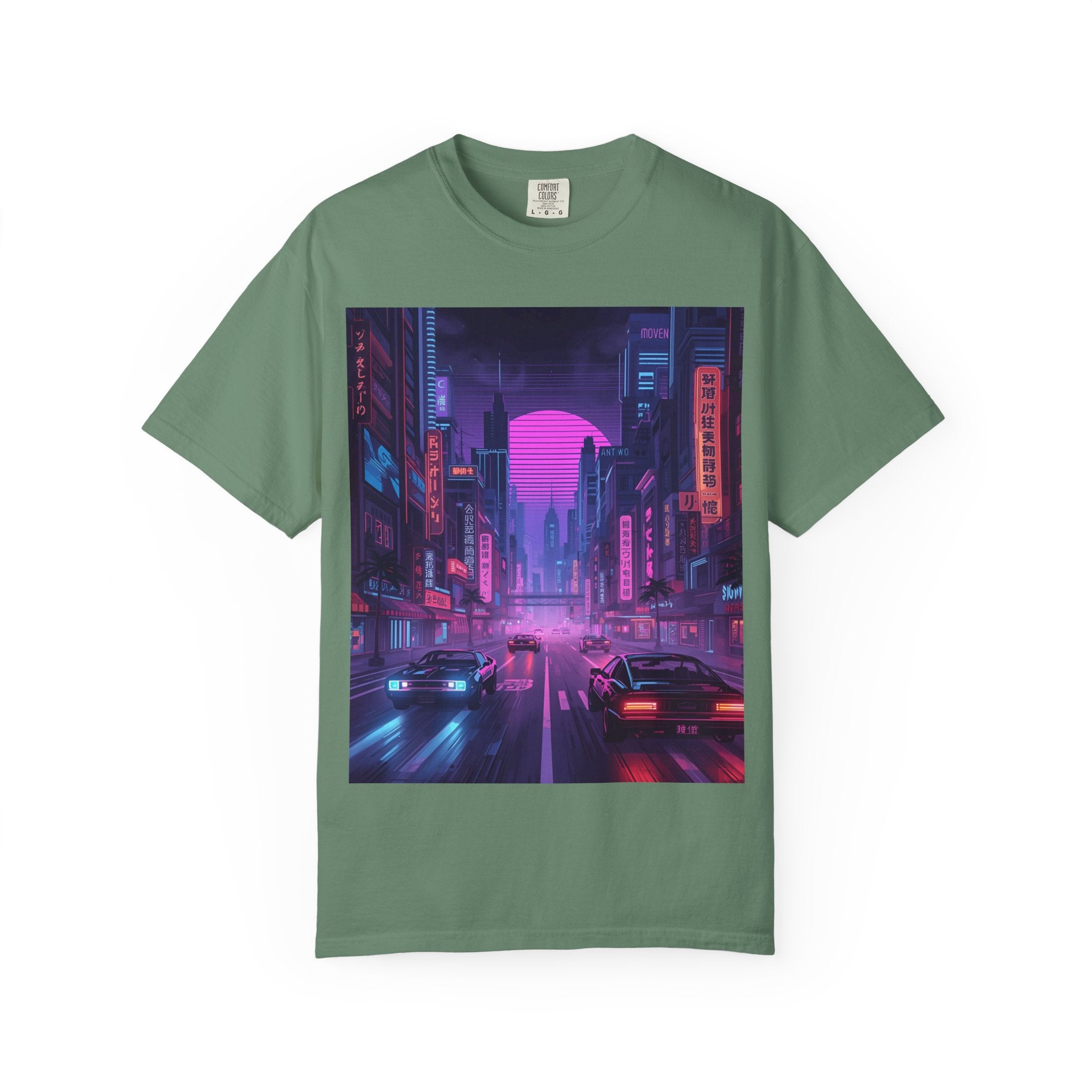 Futuristic Neon Cityscape T-Shirt, Retro Graphic Tee, Unisex Streetwear, Urban Vibe Shirt, Gift for Gamers, Summer Outfit