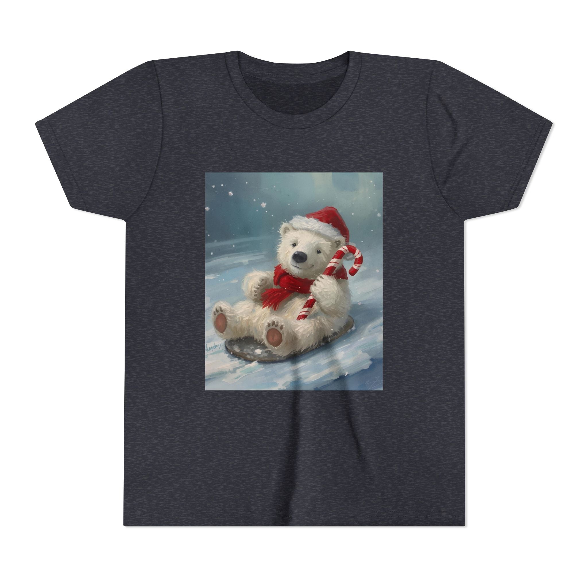 Cute Christmas Bear Youth Short Sleeve Tee