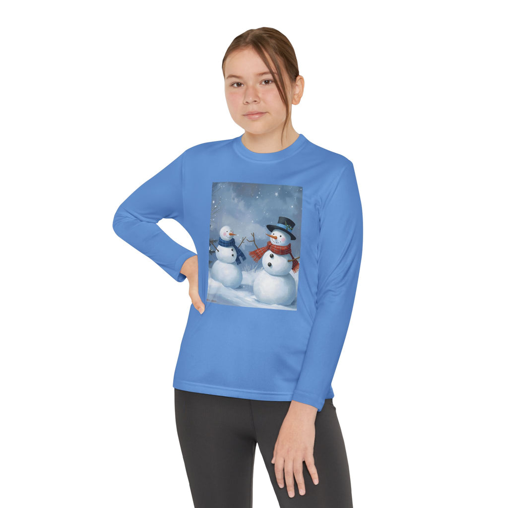 Christmas Snowman Family Youth Long Sleeve Competitor Tee