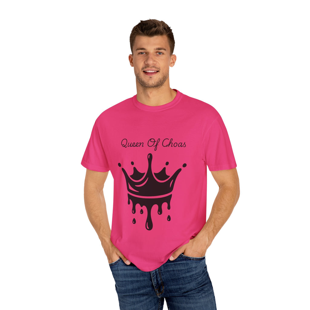 Queen of Chaos T-Shirt, Unisex Garment-Dyed Tee, Fun Casual Wear, Unique Gift Idea, Perfect for Celebrations