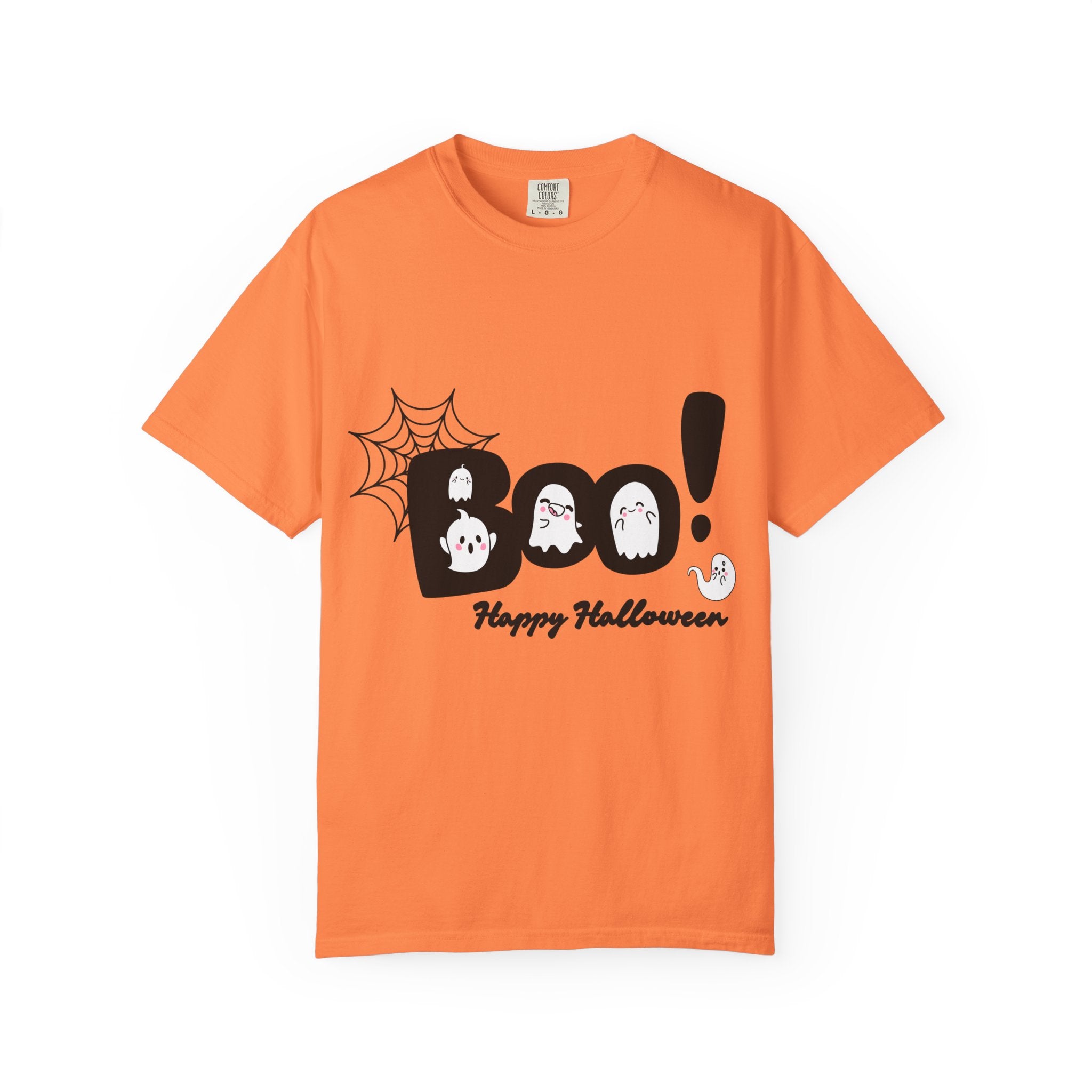 Halloween Boo T-Shirt, Unisex Garment-Dyed Tee, Spooky Costume, Fall Apparel, Trick or Treat Shirt, Ghost Print Top