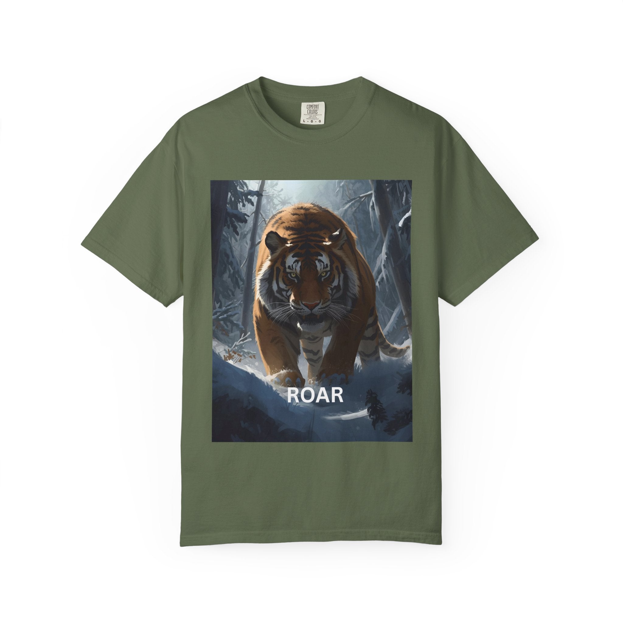Tiger Roar Snow Unisex T-Shirt, Animal Lover Gift, Wildlife Tee, Casual Wear, Adventure Shirt, Nature Inspired Apparel