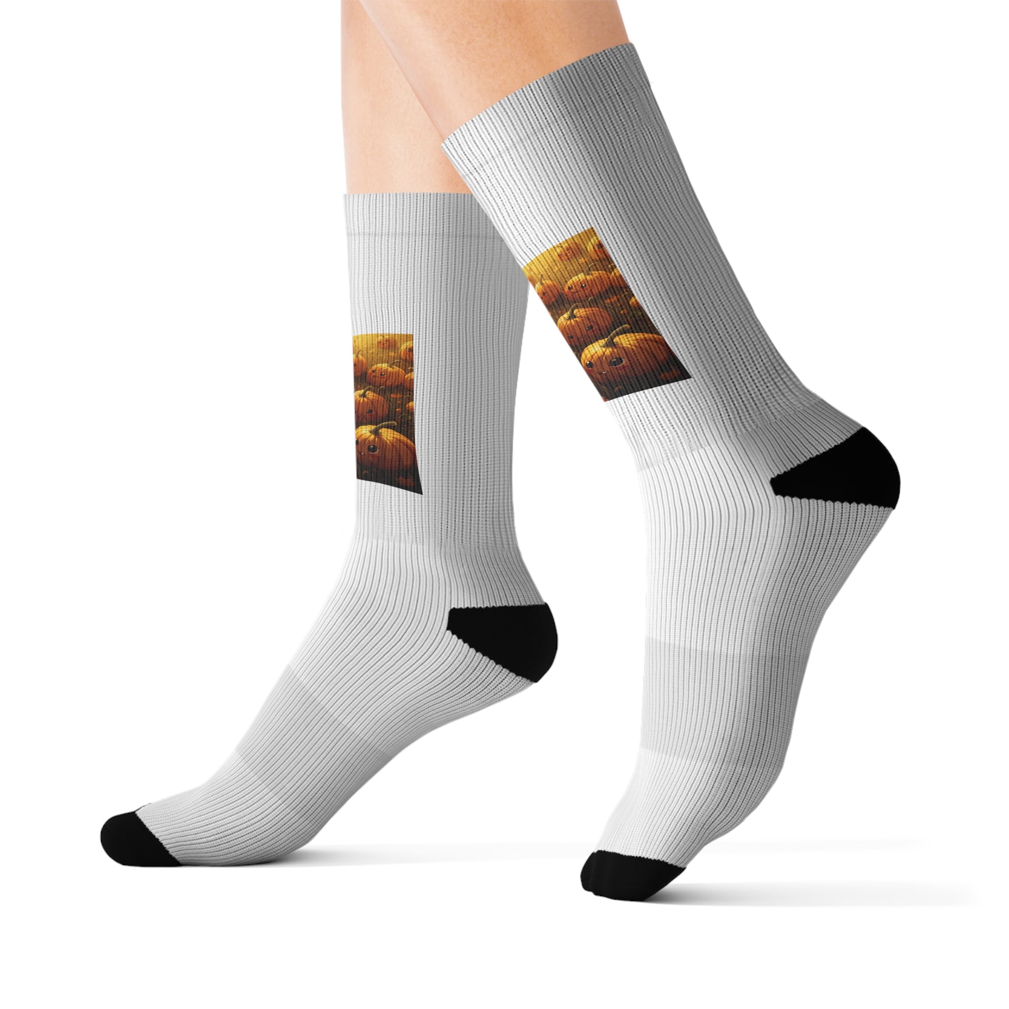 Cozy Pumpkin Pattern Socks | Ultra Comfortable Holiday Footwear | Ideal Gift for Fall, Halloween, Thanksgiving Celebrations | Stylish Knit
