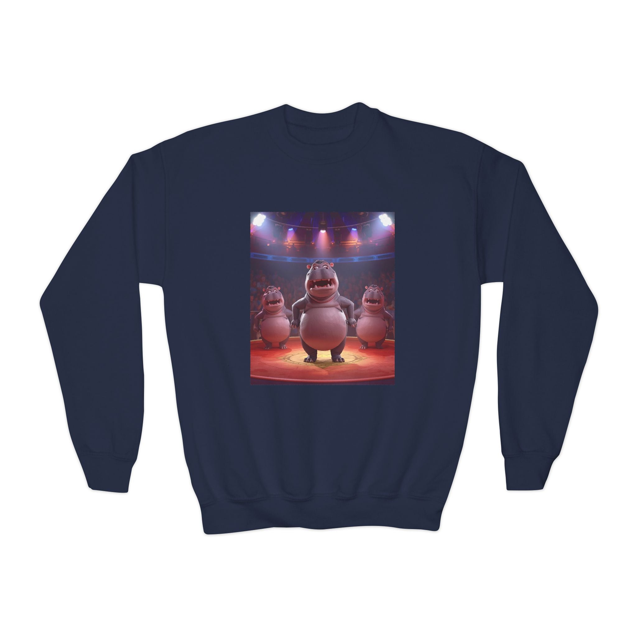 Hippo Funny Youth Crewneck Sweatshirt