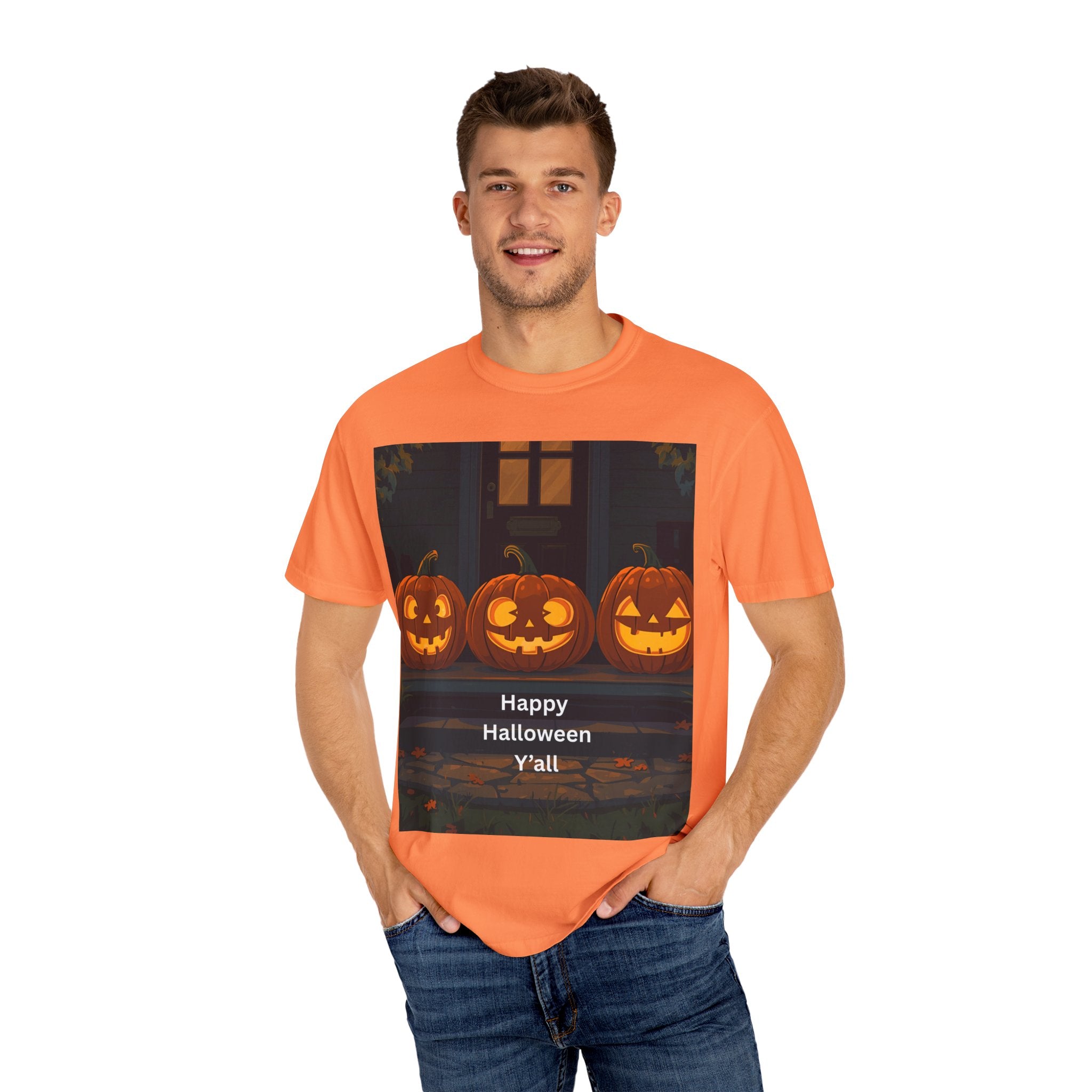 Happy Halloween Unisex T-Shirt, Spooky Season Apparel, Halloween Costume, Fall T-Shirt, Pumpkin Design Shirt, Y'all Graphic Tee