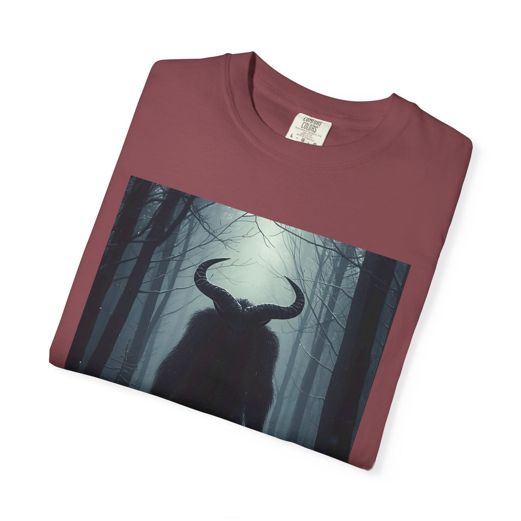 Spooky Mysterious Forest Creature Unisex Garment-Dyed T-Shirt | Unisex Tee, Graphic T-Shirt, Vintage Style, Nature Lover Gift, Unique Artwear