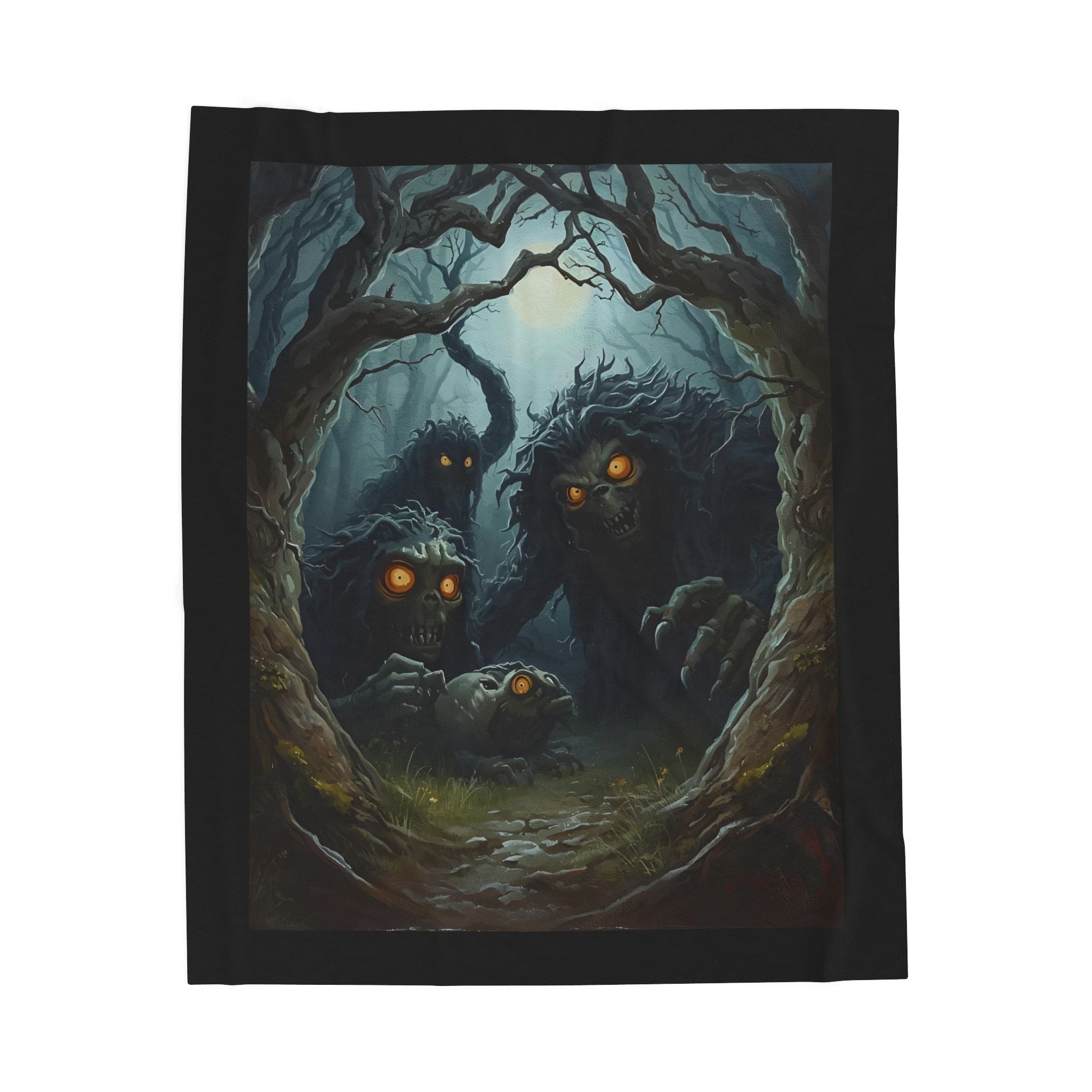 Enchanted Forest Velveteen Plush Blanket, Cozy Home Décor, Gift for Nature Lovers, Halloween Cozy Throw, Soft Blanket for All Seasons