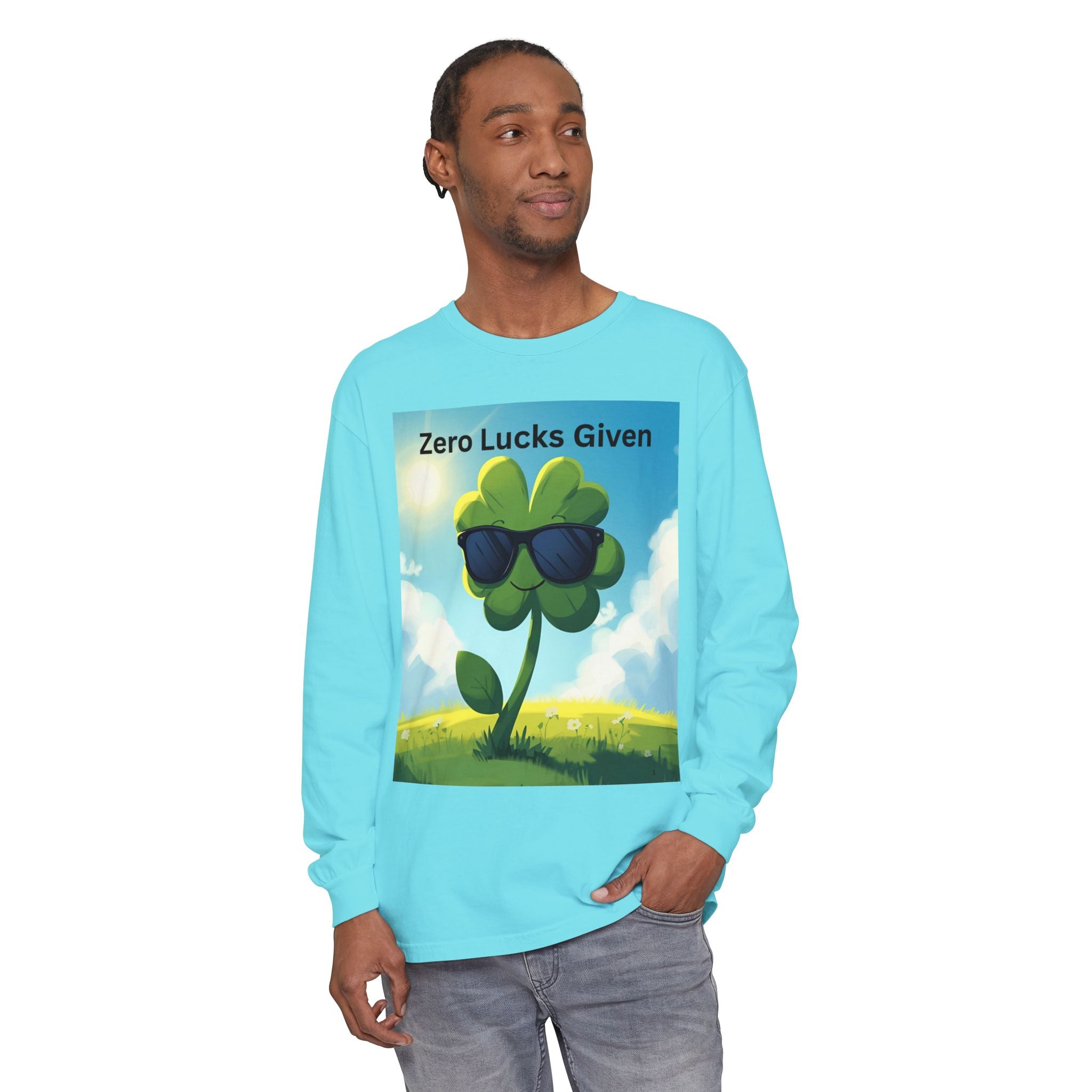 Zero Lucks Given Unisex Garment-dyed Long Sleeve T-Shirt