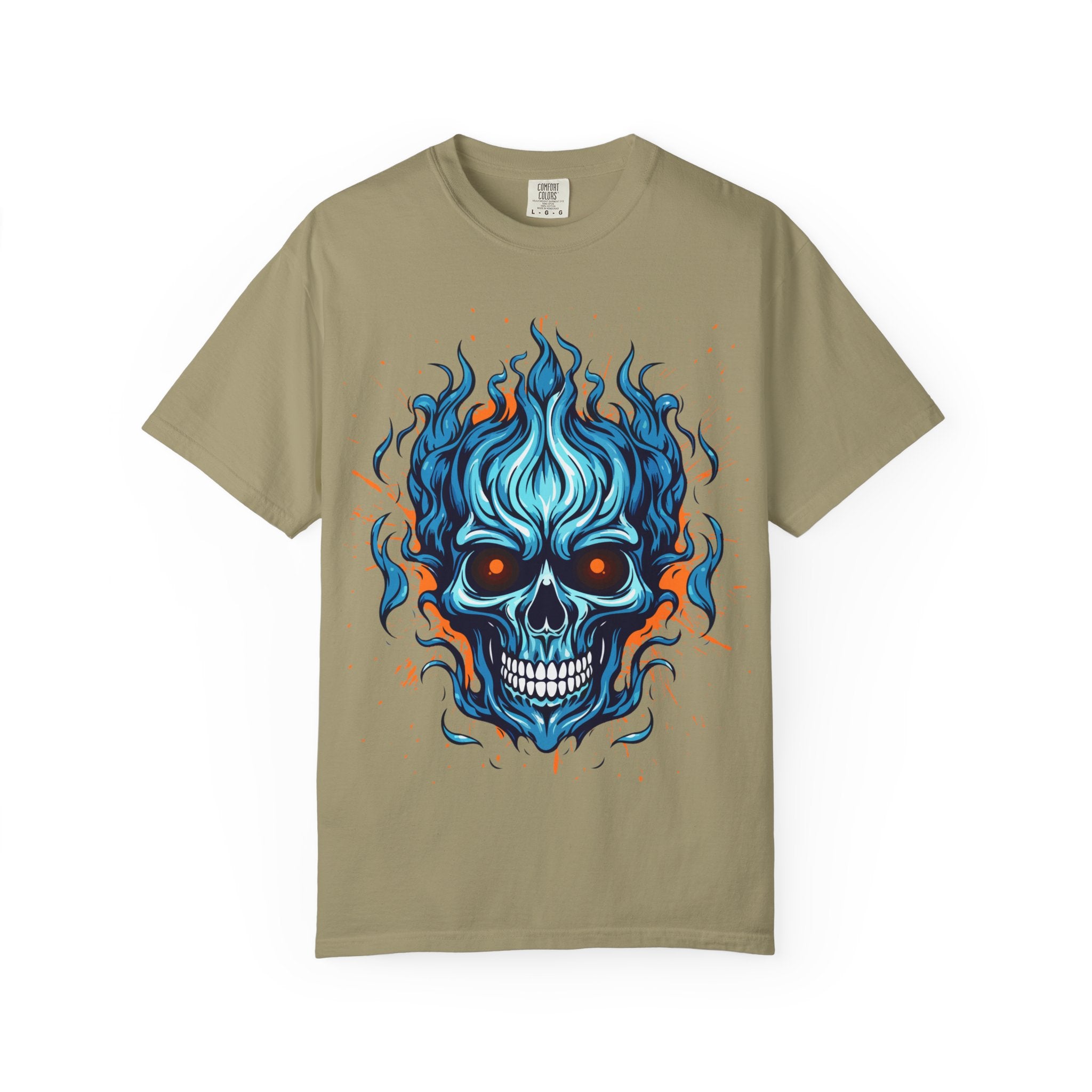 Flame Skull Graphic T-Shirt | Unisex Apparel for Rock Lovers, Halloween Costume, Edgy Style, Concert Fashion, Gift for Him/Her