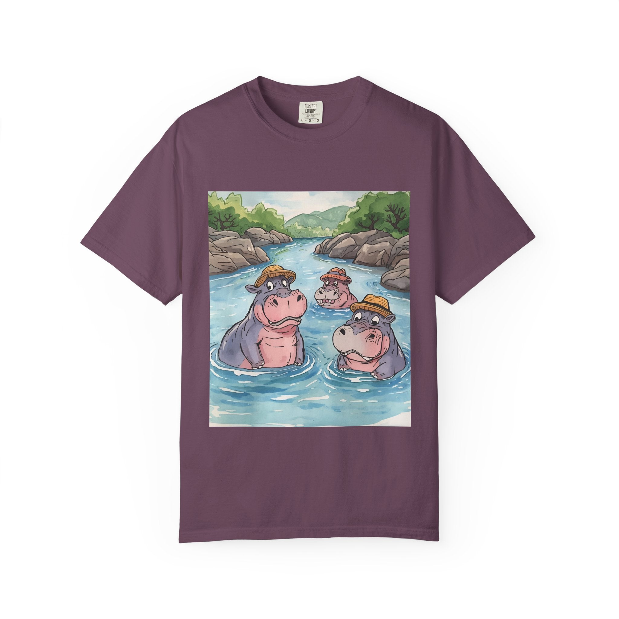 Hippo Adventure Unisex T-Shirt, Cute Animal Tee, Gift for Nature Lovers, Casual Wear, Birthday and Summer Vibe