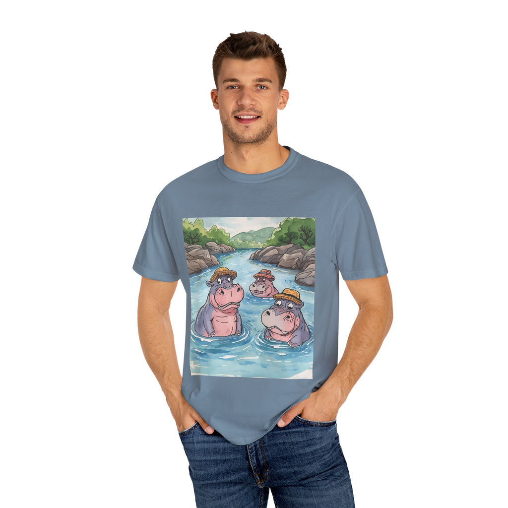 Hippo Adventure Unisex T-Shirt, Cute Animal Tee, Gift for Nature Lovers, Casual Wear, Birthday and Summer Vibe