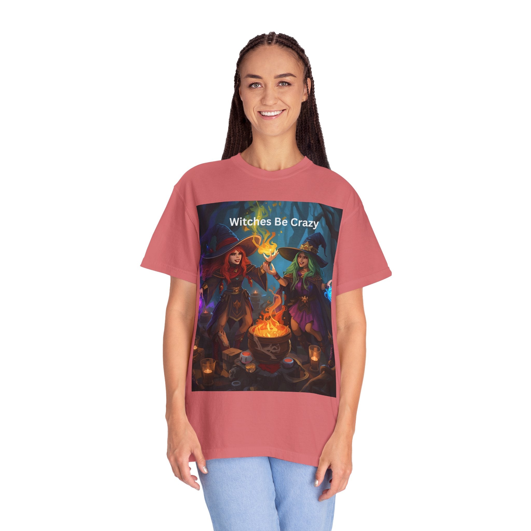 Spooky Halloween Witches Be Crazy T-Shirt | Unisex Garment-Dyed Tee for Halloween, Witchy Vibes, Spooky Season, Gift for Witch Lovers, Everyday Wear