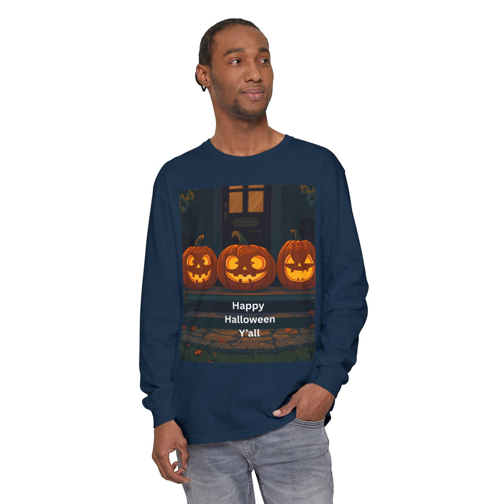 Halloween Pumpkin Long Sleeve T-Shirt, Fall Apparel, Comfortable Shirt, Unisex Halloween Tee, Seasonal Gift, Spooky Vibes