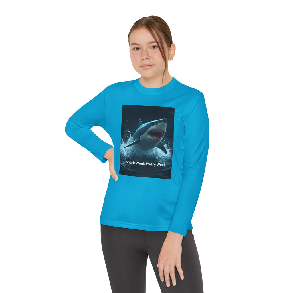 Shark Week Youth Long Sleeve Tee - Funny Ocean Shirt, Kids Gift, Summer Wear, Cool Tee, Swim Shirt, Beach Apparel