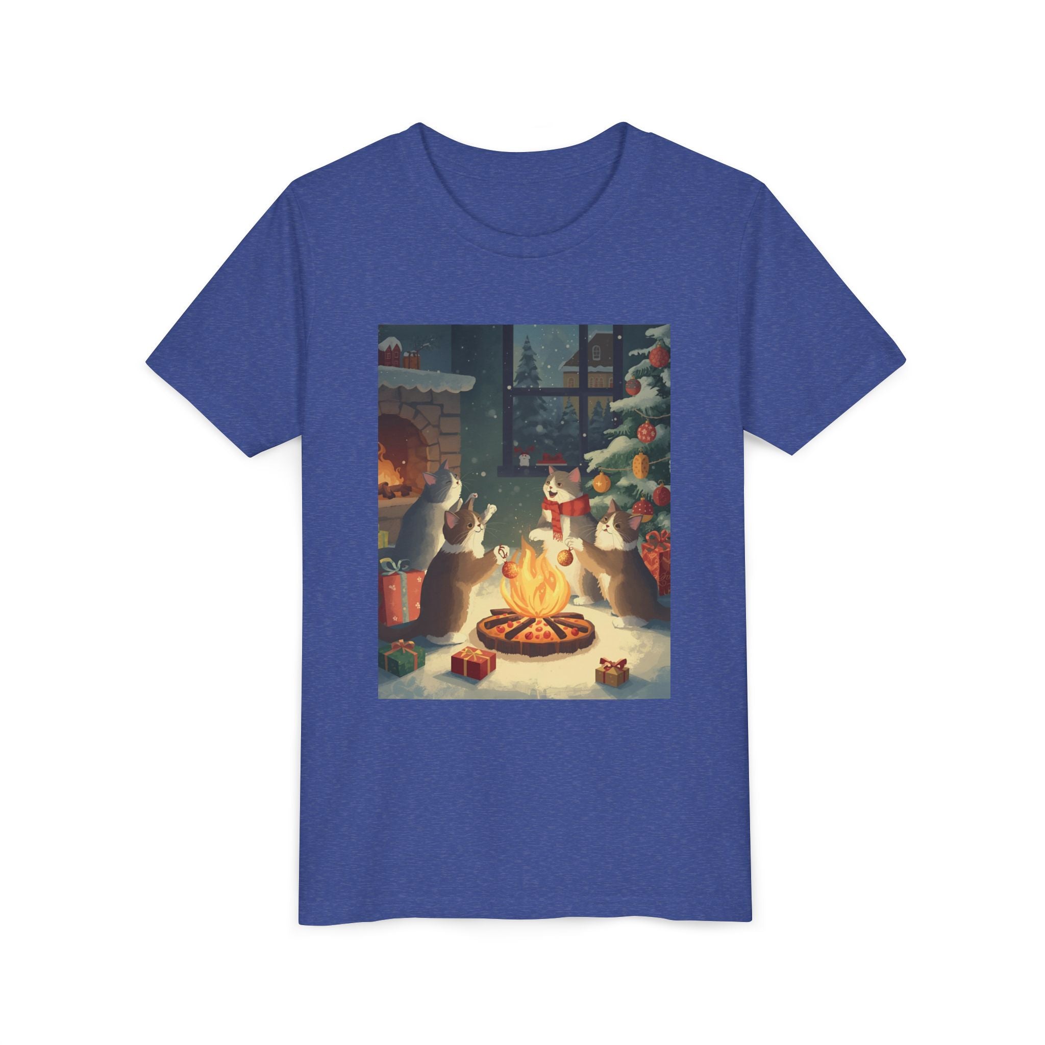 Cozy Christmas Youth Tee, Festive Graphic Short Sleeve Shirt, Holiday Charm for Kids, Cute Gift for Thanksgiving, Winter Gatherings