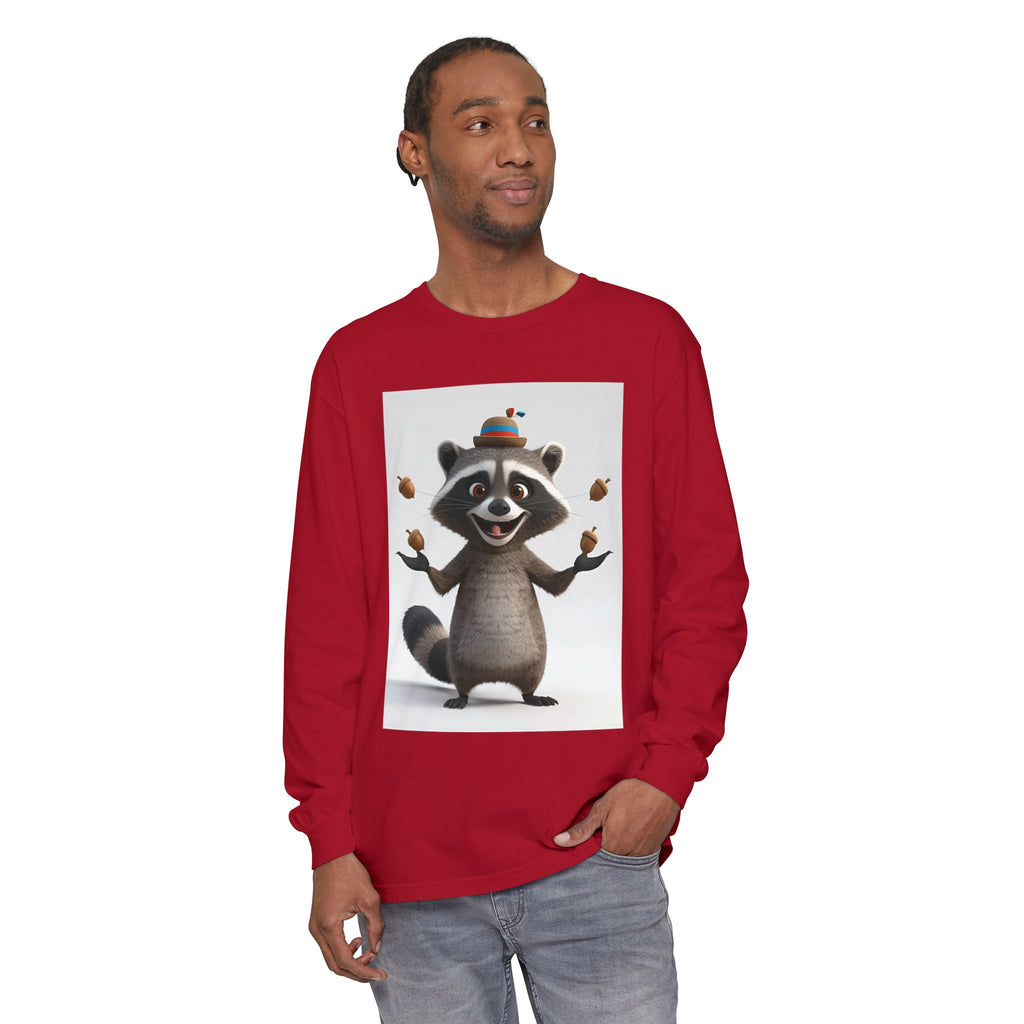 Raccoon Unisex Garment-dyed Long Sleeve T-Shirt