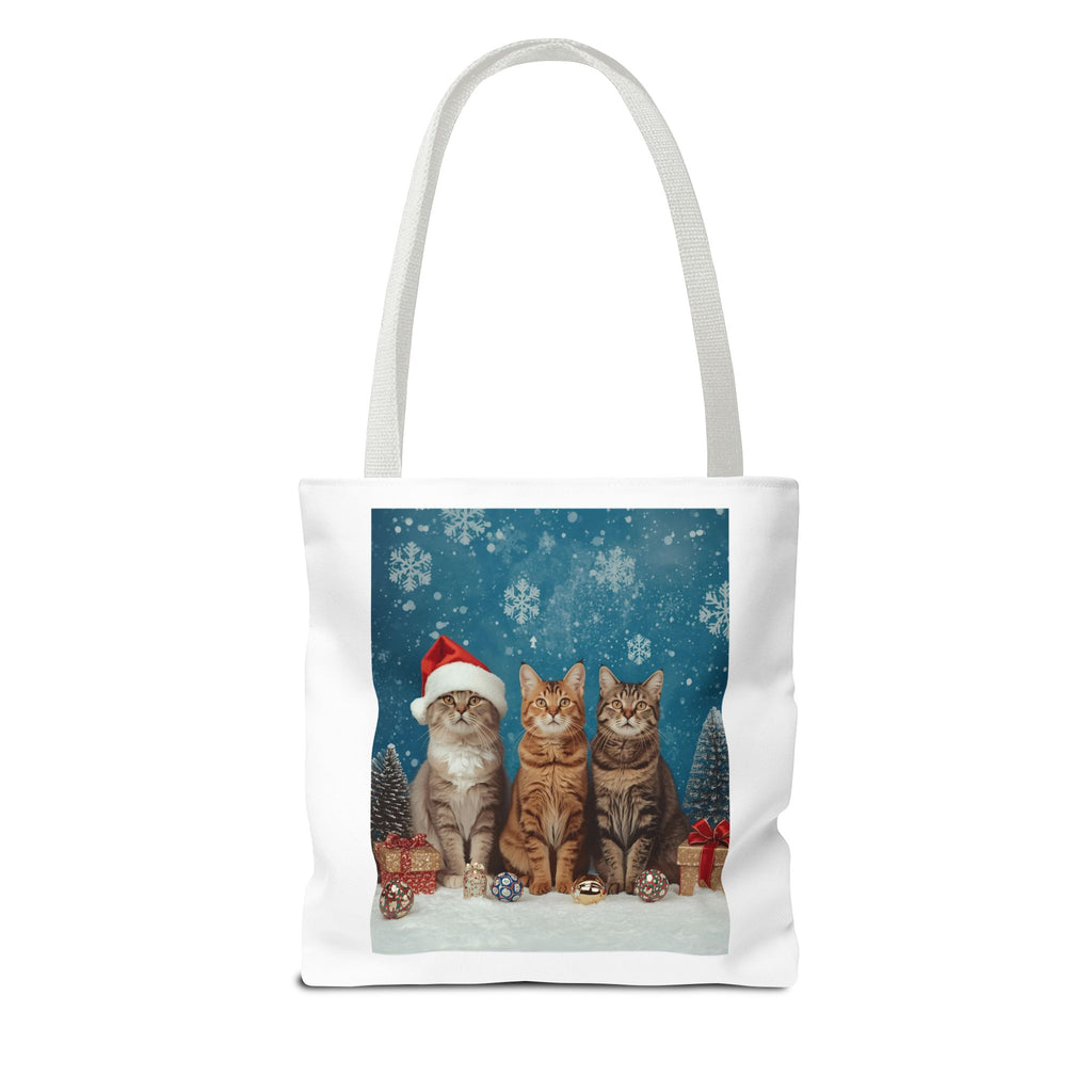 Festive Cat Tote Bag with Holiday Design, Christmas Gift, Cat Lover Bag, Eco-Friendly Shopping Bag, Cute Pet Accessory