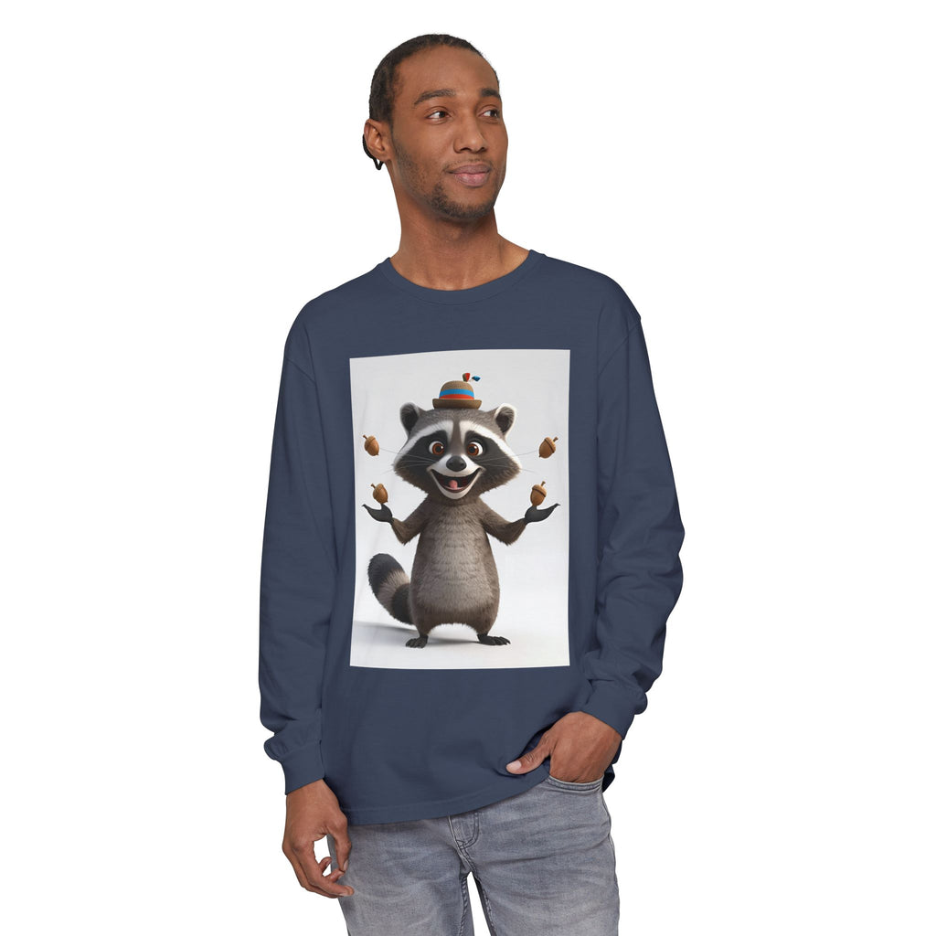 Raccoon Unisex Garment-dyed Long Sleeve T-Shirt
