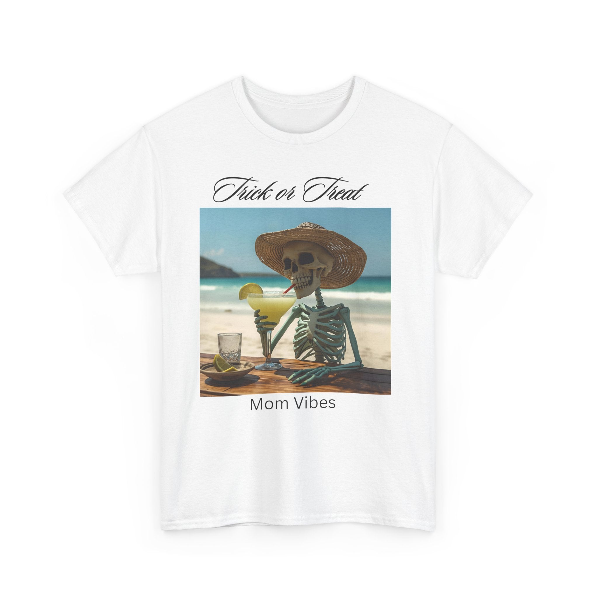 Chill Mom Vibes Tee, Skeleton Beach Shirt, Trick or Treat T-Shirt, Halloween Gift, Unisex Cotton Tee, Casual Summer Top, Fun Mom Shirt