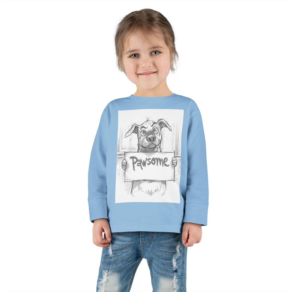 Pawsome Toddler Long Sleeve Tee, Cute Dog Shirt, Pet Lovers Gift, Kids Apparel, Funny Animal Tee, Birthday Gift
