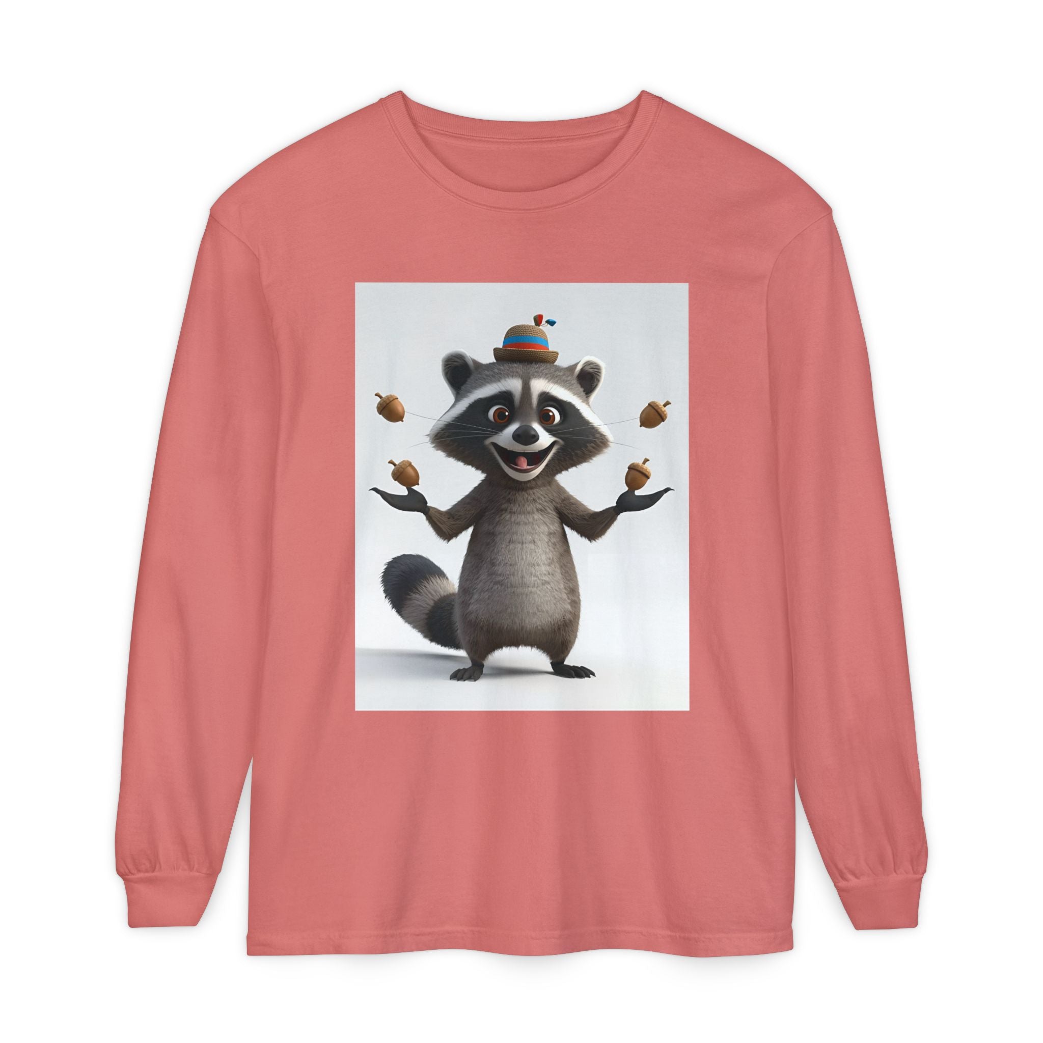 Raccoon Unisex Garment-dyed Long Sleeve T-Shirt