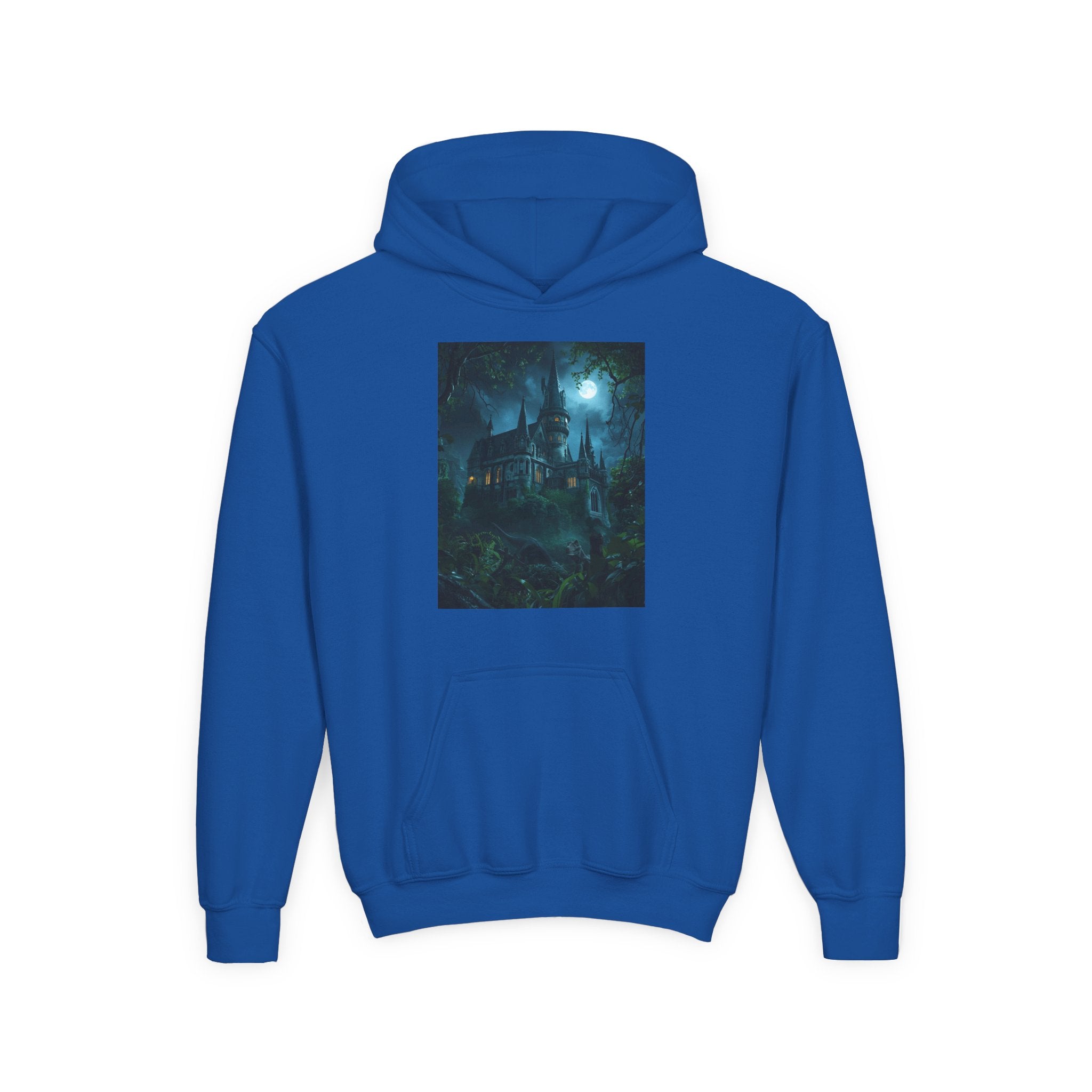 Mystical Night Scene Youth Hoodie | Perfect for Halloween, Cozy Days, Gifts for Kids, Adventure Apparel