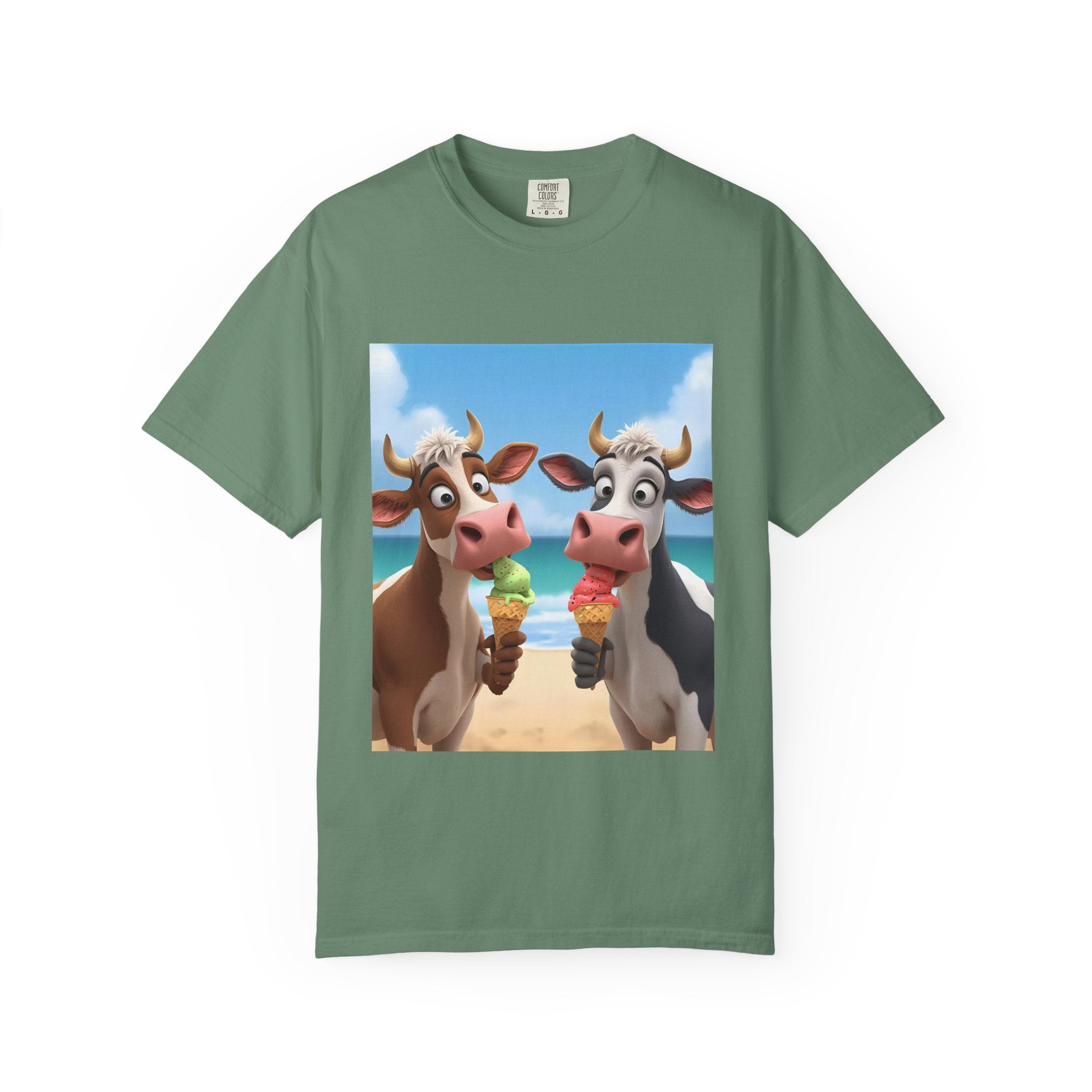 Cute Cow Ice Cream T-Shirt, Fun Summer Tee, Animal Lover Gift, Unisex Casual Top, Beach Vibes Apparel, Cute Gift for Friends