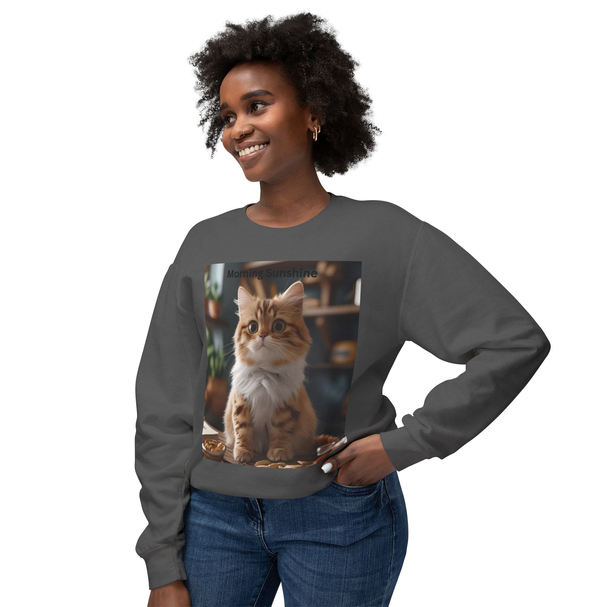 Cute Cat Crewneck Sweatshirt, Cozy Sweatshirt, Gift for Cat Lovers, Funny Cat Apparel, Casual Outfit, Pet Lover Gift