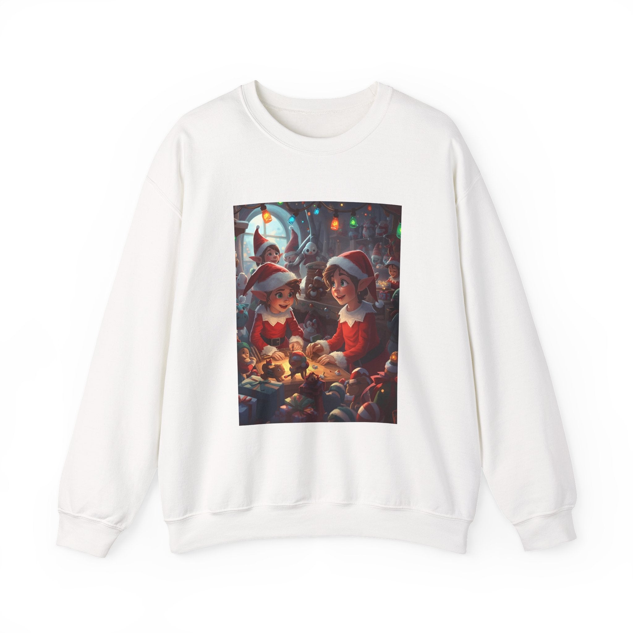 Christmas Elf Illustrative Sweatshirt, Christmas Gift, Holiday Apparel, Cozy Sweatshirt, Unisex Crewneck