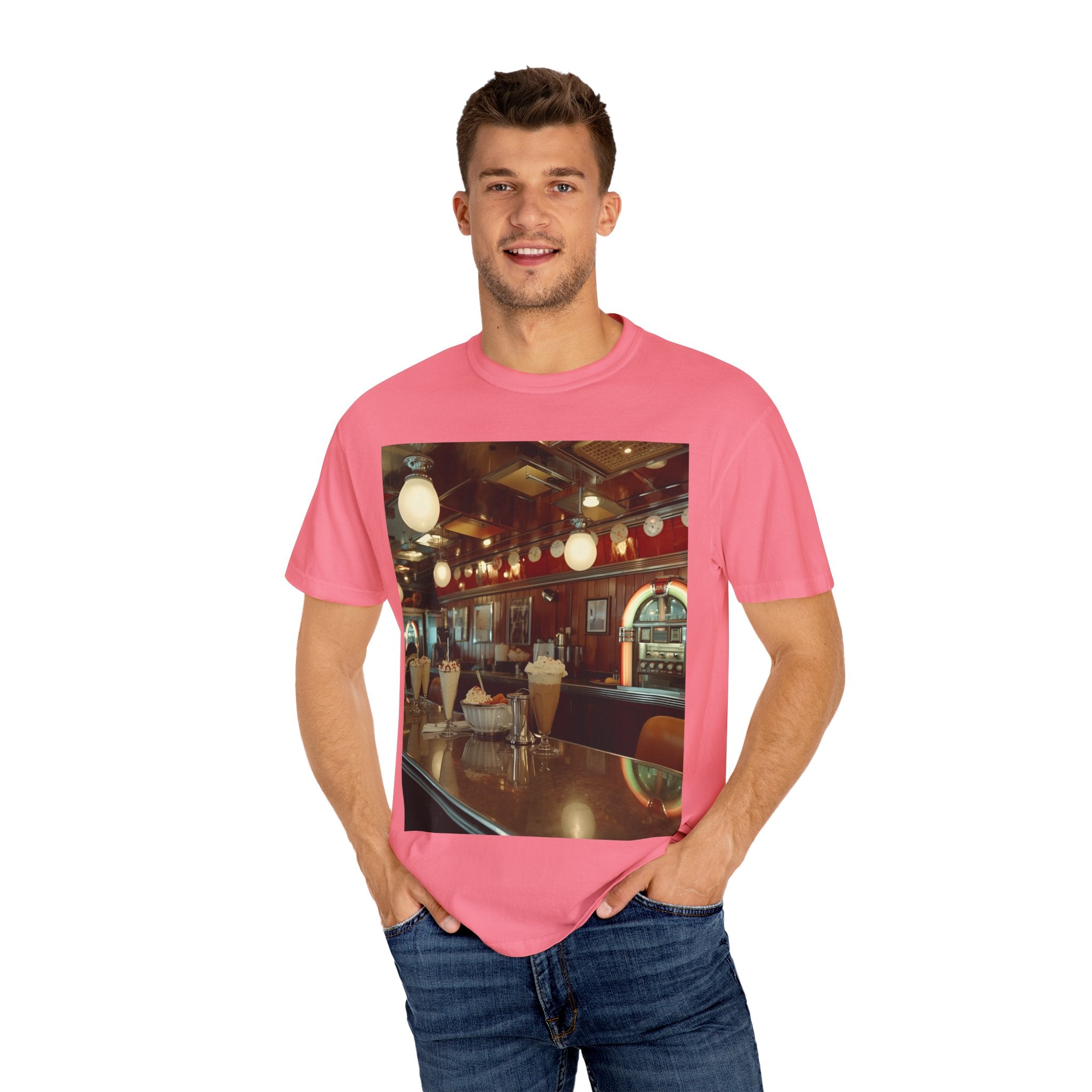 Cozy Cafe Vibe T-Shirt | Unisex Garment-Dyed Tee for Casual Outings, Vintage Style, Ice Cream Lovers, Retro Aesthetic, Everyday Wear