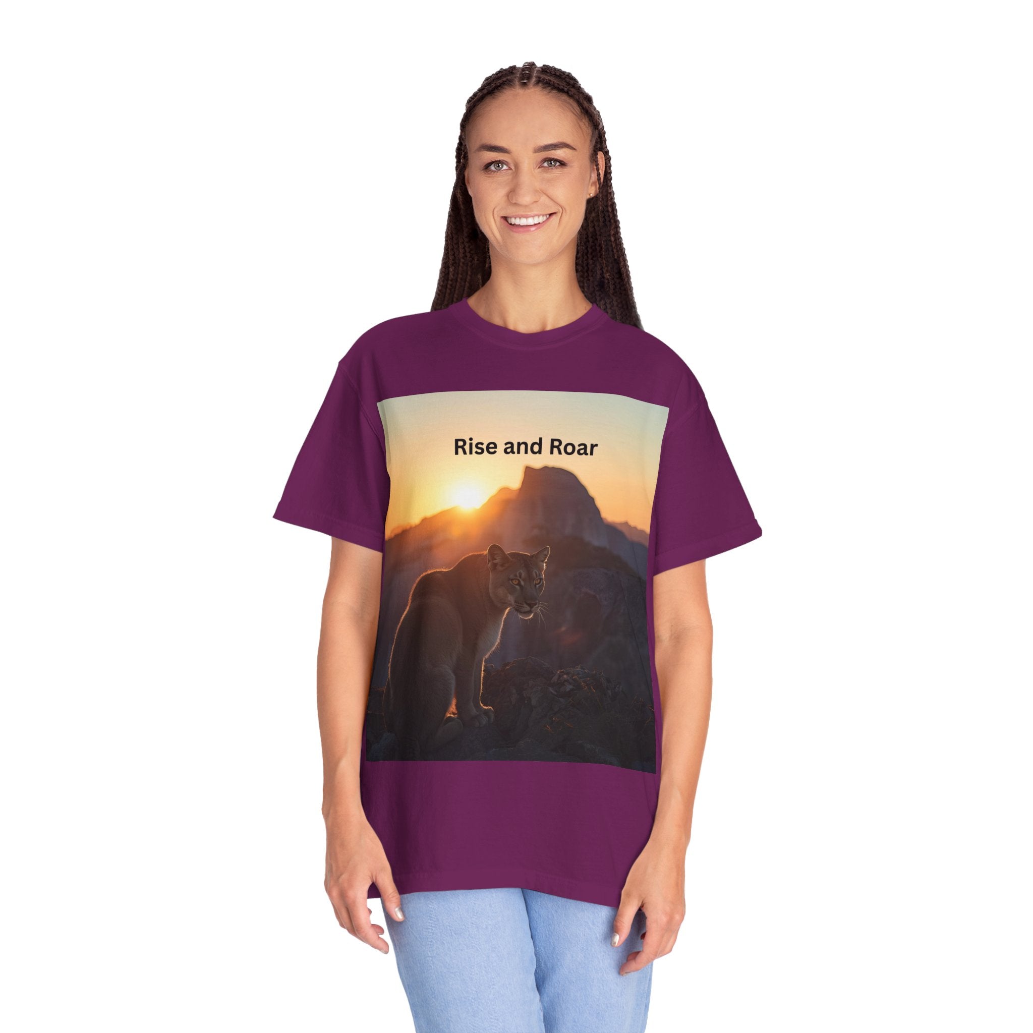 Rise And Roar Sunrise Mountain Lion T-Shirt, Rise and Roar Tee, Unisex Cotton Shirt, Graphic Tee for Nature Lovers, Adventure Apparel, Gifts for [...]