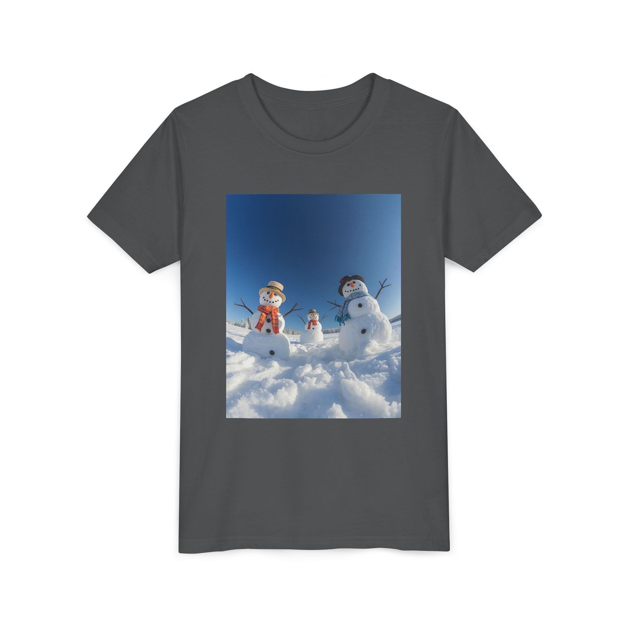 Festive Christmas Snowman Family Youth Short Sleeve Tee