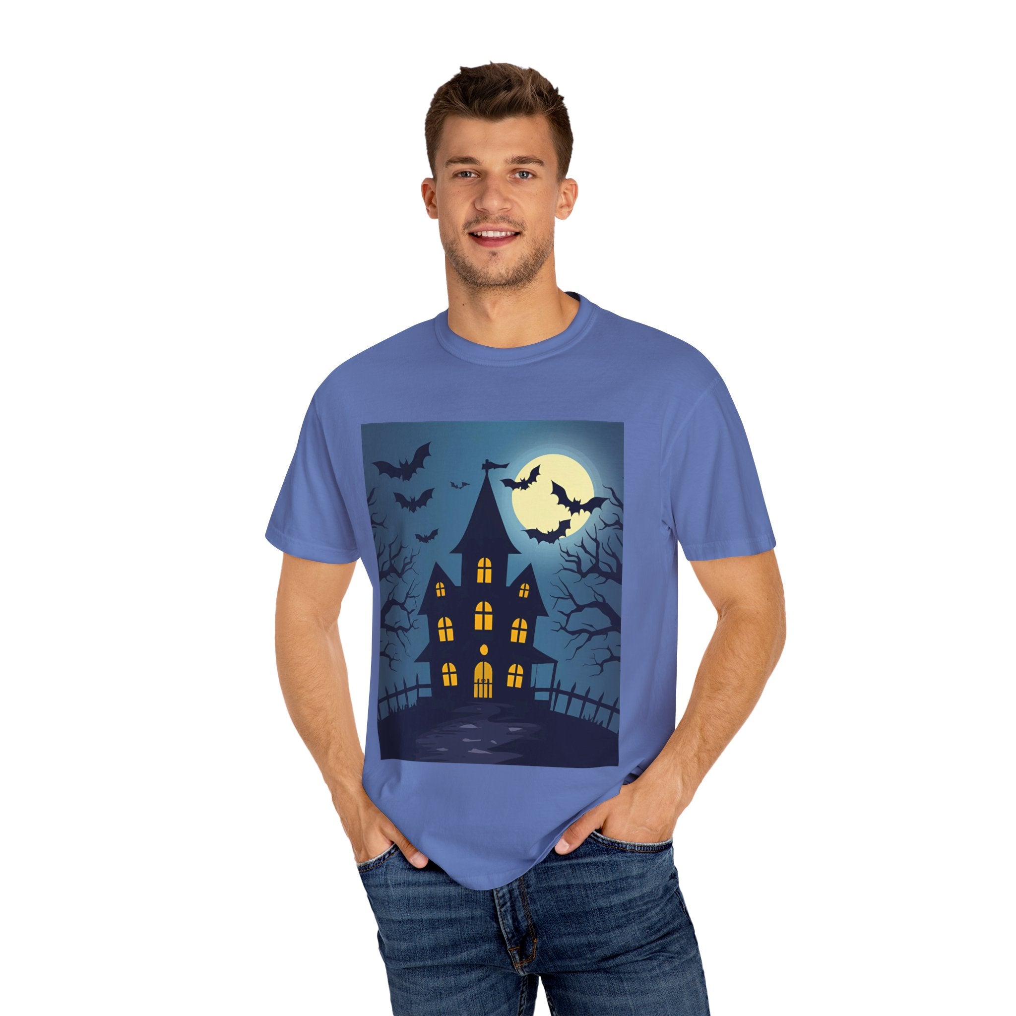 Haunted House Graphic T-Shirt | Halloween Tee, Unisex Shirt, Spooky Top, Fall Apparel, Gift for Halloween Lovers