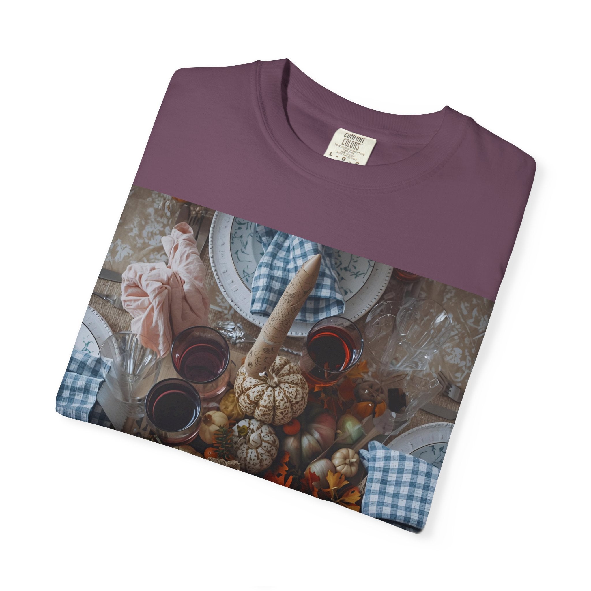 Rustic Gatherings Feast Unisex T-Shirt | Cozy Fall Apparel, Thanksgiving Casual Wear, Gift for Food Lovers, Unique Kitchen Decor, Autumn Gathering Tee