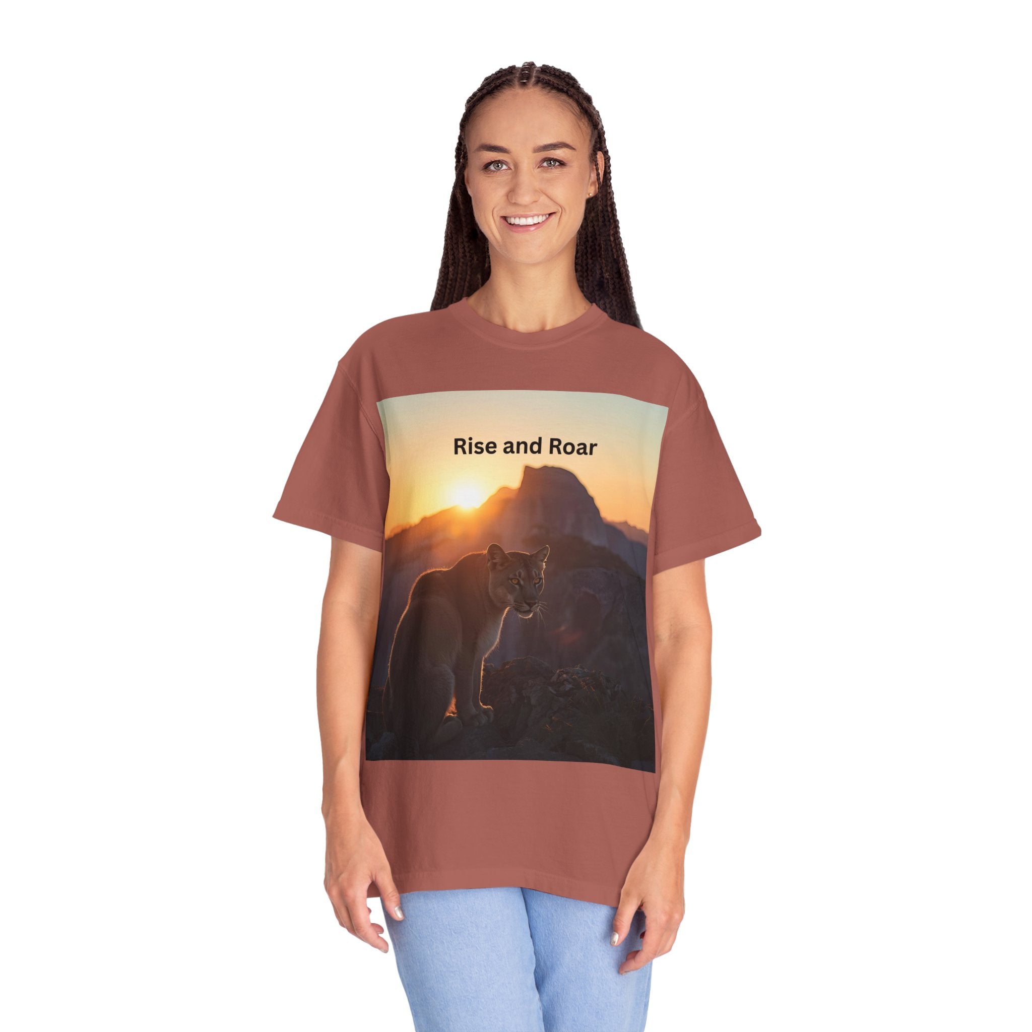 Rise And Roar Sunrise Mountain Lion T-Shirt, Rise and Roar Tee, Unisex Cotton Shirt, Graphic Tee for Nature Lovers, Adventure Apparel, Gifts for [...]