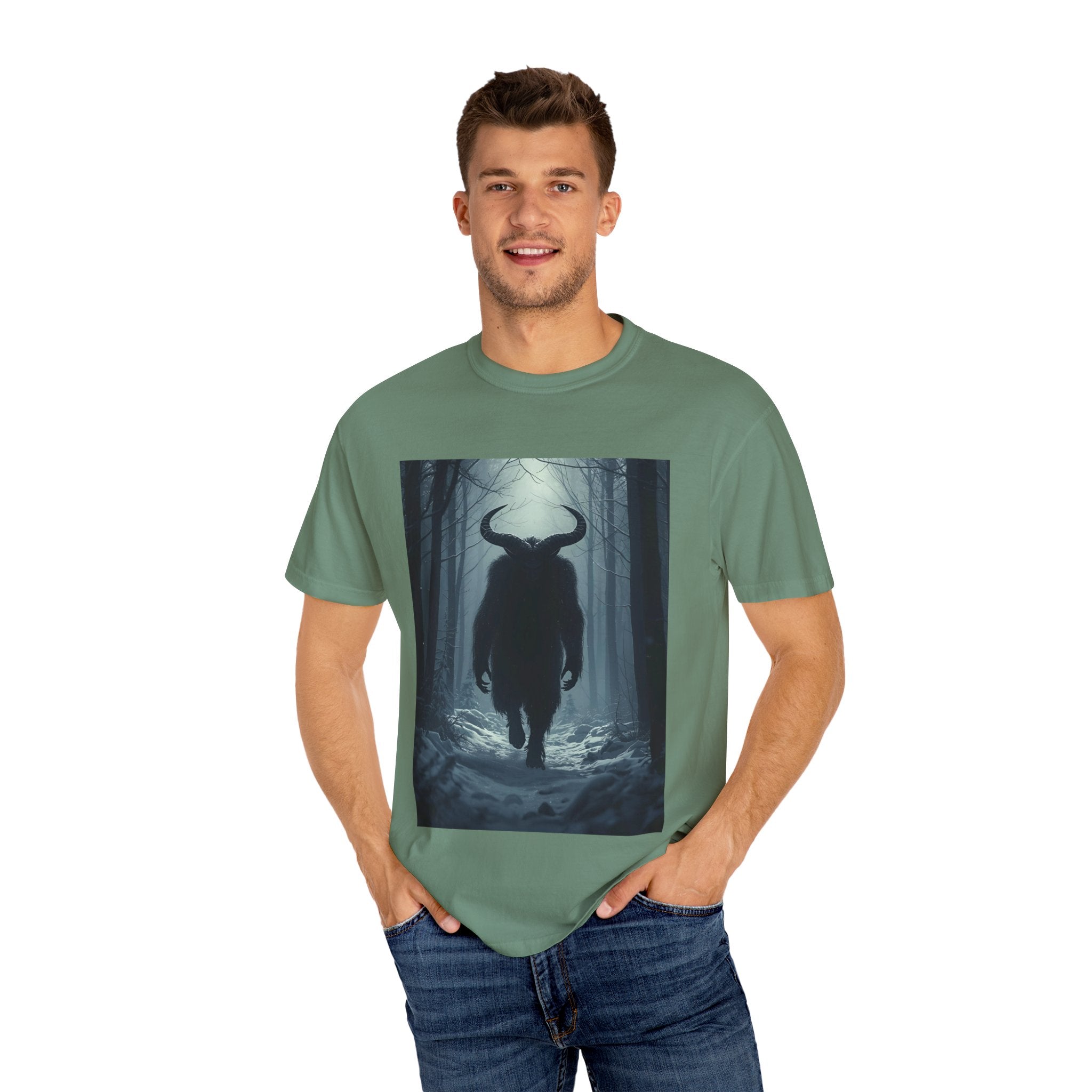 Spooky Forest Creature T-Shirt | Unisex Garment-Dyed Tee | Nature Lover Apparel, Graphic Tee, Gift for Him, Outdoor Adventure Wear