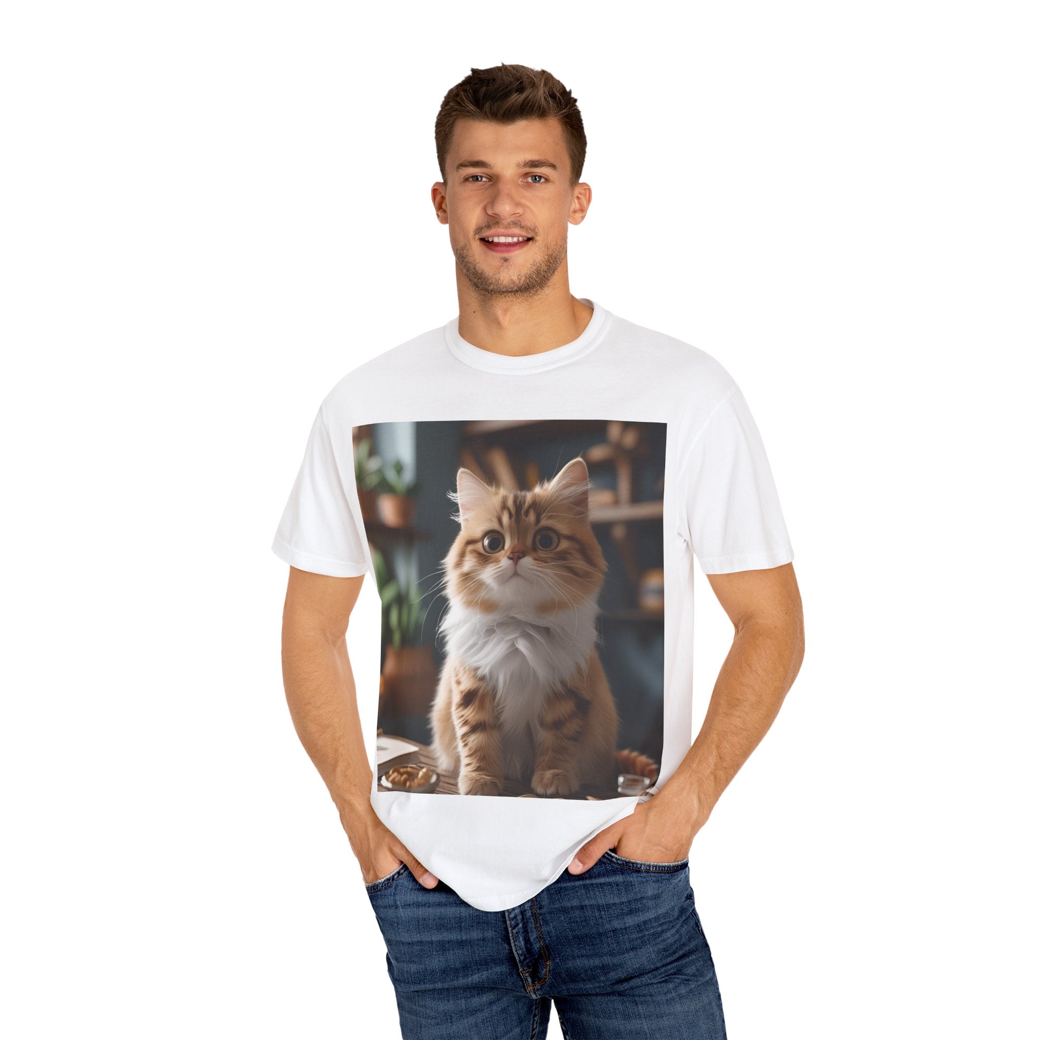 Adorable Cat Graphic T-shirt for Animal Lovers, Cute Pet Tee, Gift for Cat Owners, Casual Wear, Unisex Apparel