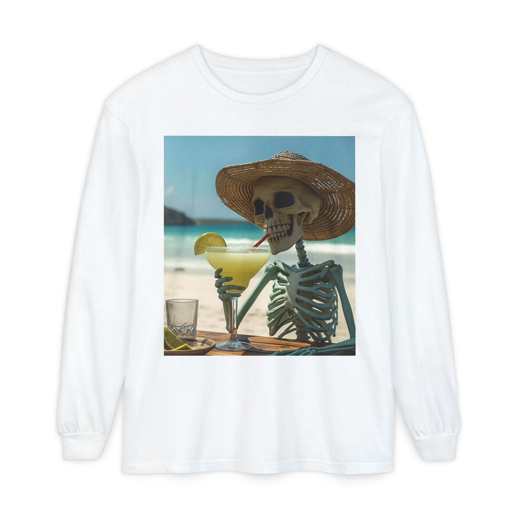 Chill Vibes Skeleton Unisex Garment-dyed Long Sleeve T-Shirt