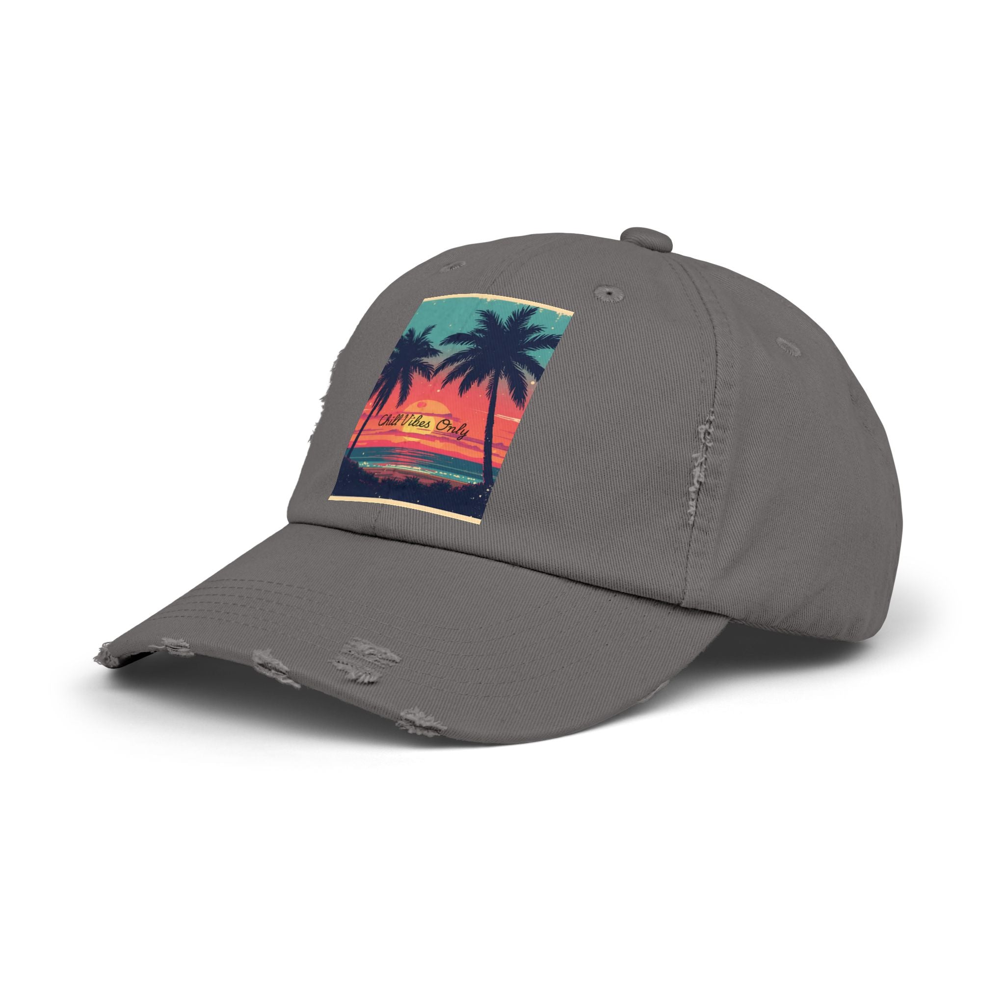 Tropical Sunset Unisex Distressed Cap