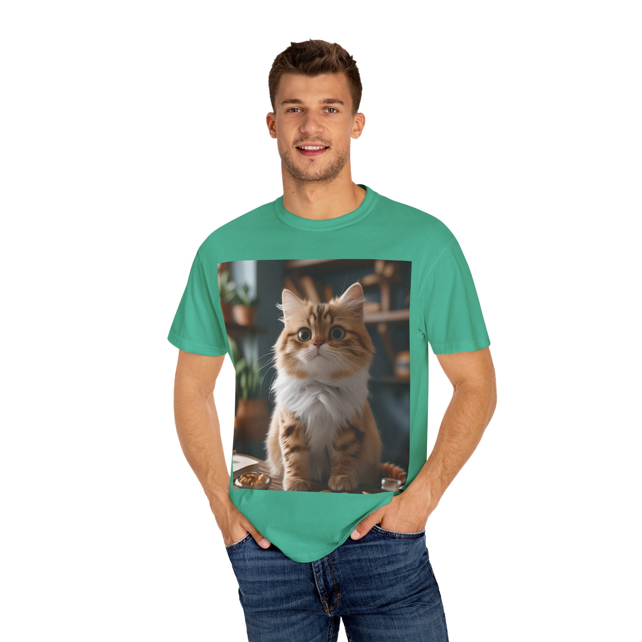 Adorable Cat Graphic T-shirt for Animal Lovers, Cute Pet Tee, Gift for Cat Owners, Casual Wear, Unisex Apparel