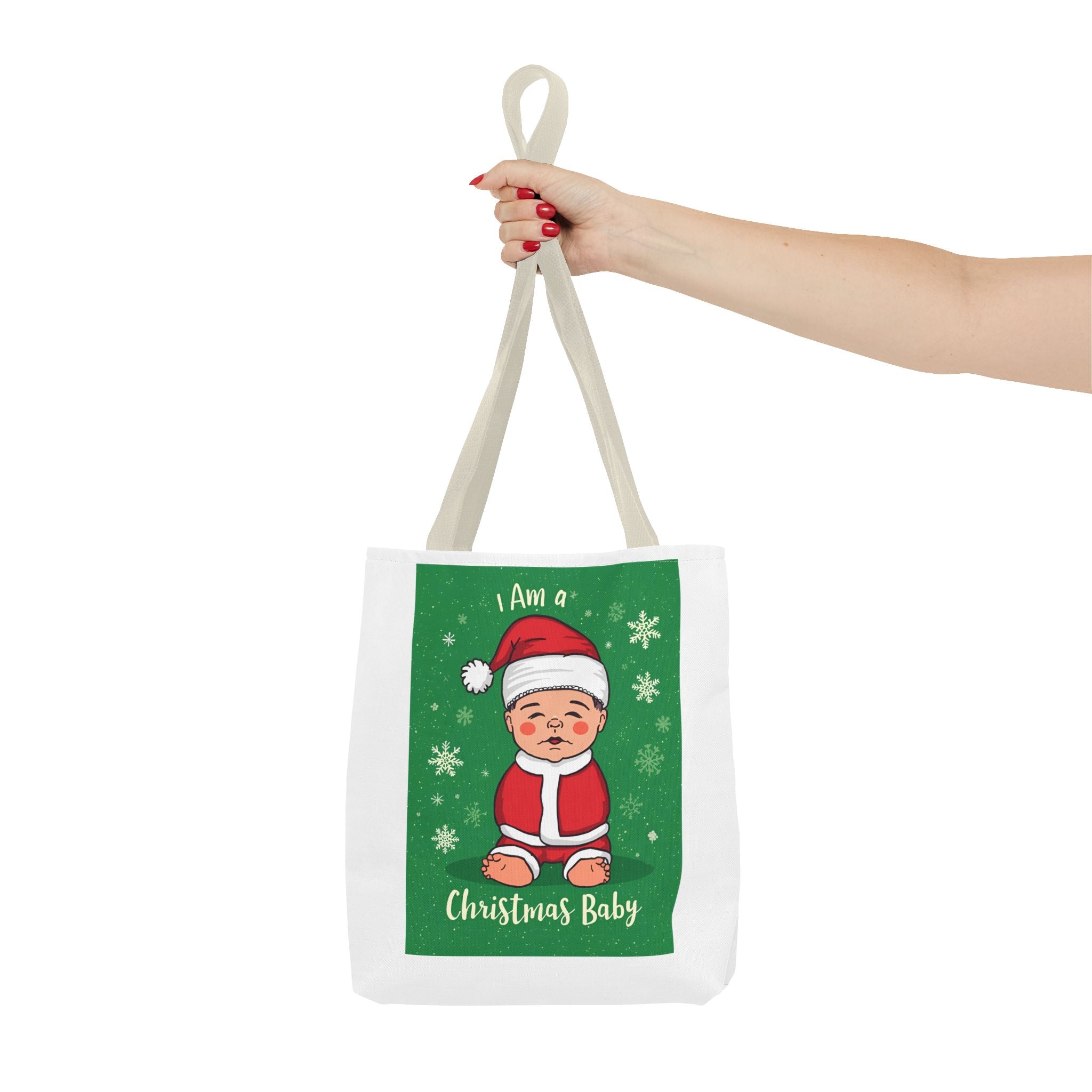 Christmas Baby Tote Bag, Holiday Gift Bag, Santa Baby Shopper, Festive Reusable Tote, Cute Christmas Tote for Kids