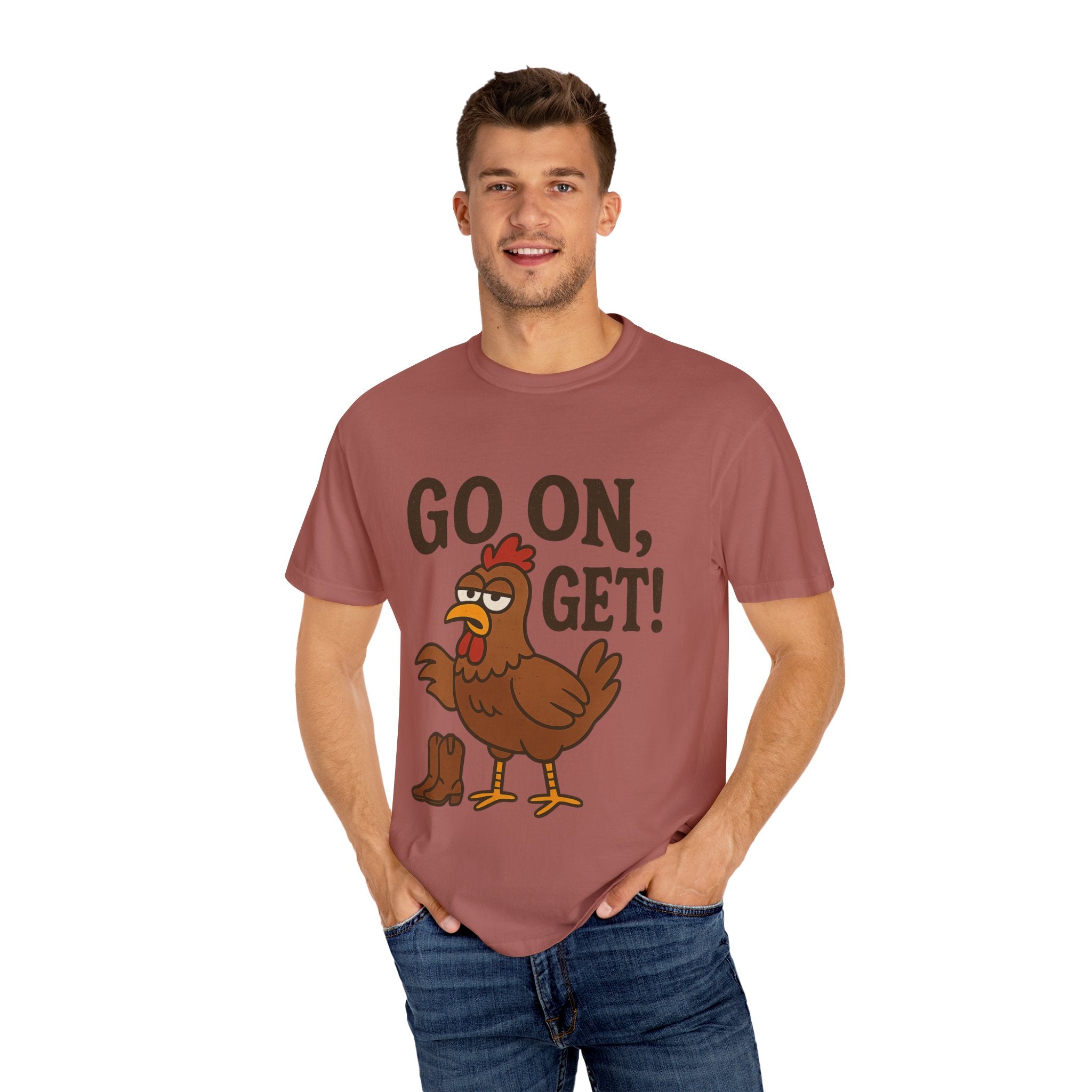Funny Chicken Graphic T-Shirt - "Go On, Get!" Unisex Tee