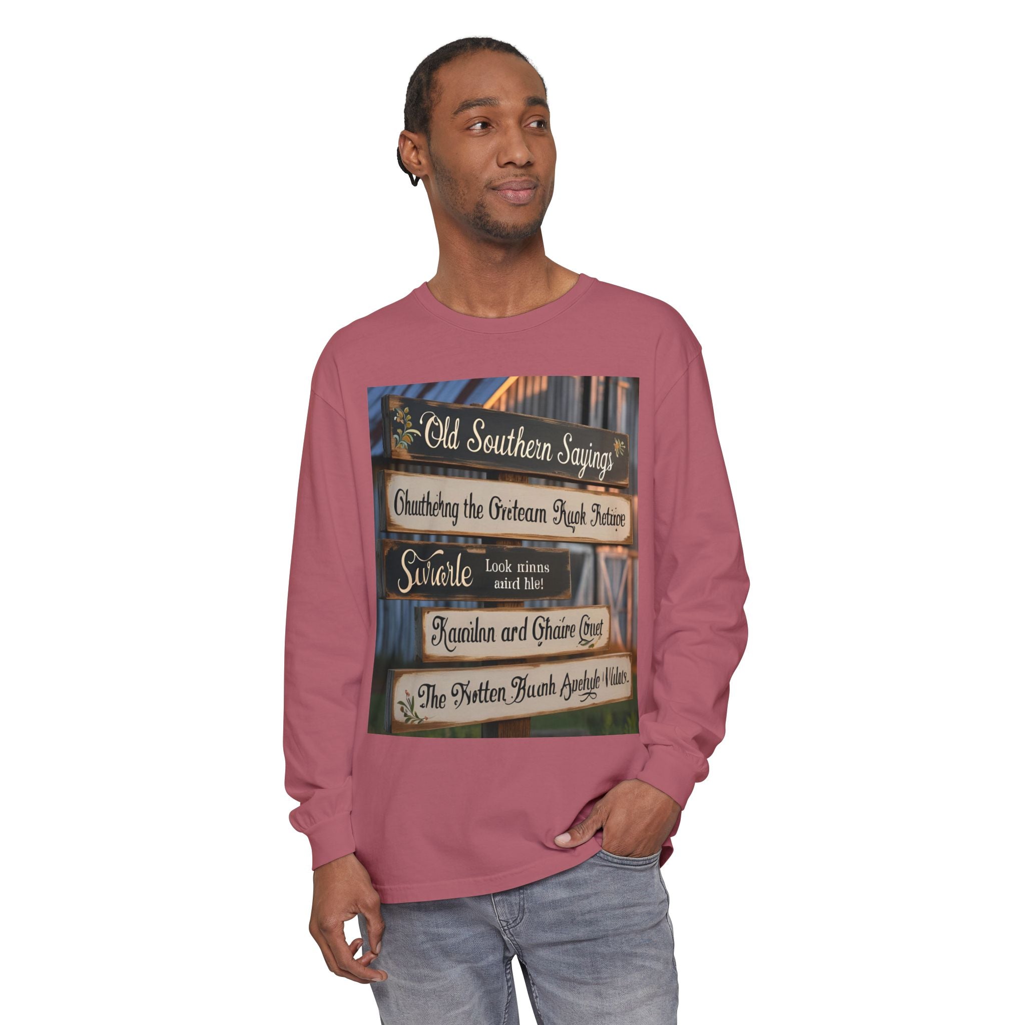 Old Southern Sayings Crossings Unisex Garment-dyed Long Sleeve T-Shirt
