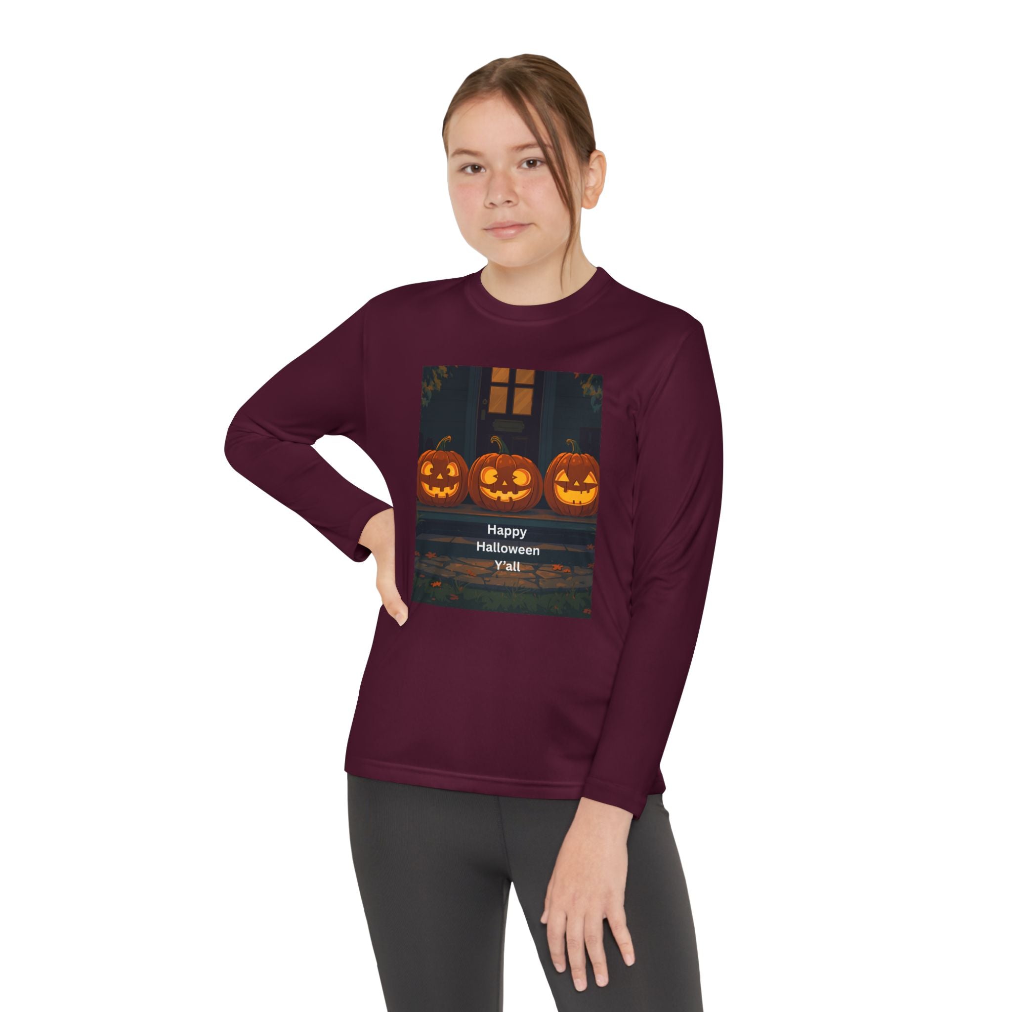Halloween Pumpkin Youth Long Sleeve Competitor Tee