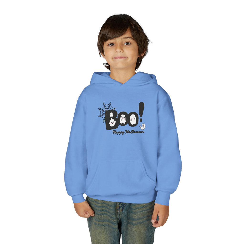 Halloween Boo! Youth Hoodie, Kids Sweatshirt, Fall Apparel, Spooky Costume, Trick or Treat Gift, October Celebration