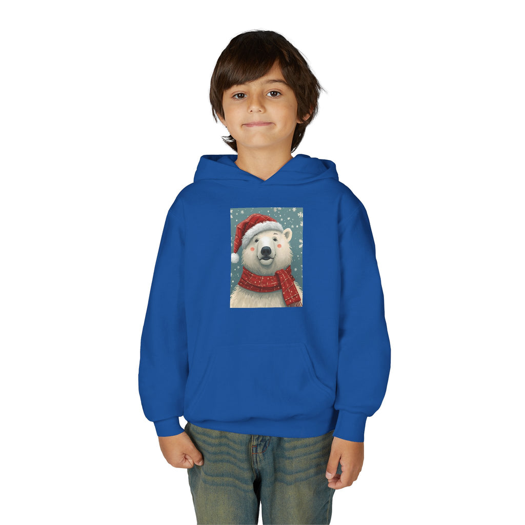 Cozy Polar Bear Christmas Hoodie, Holiday Sweatshirt for Kids, Winter Wear, Gift Idea, Cute Kids Hooded Sweatshirt