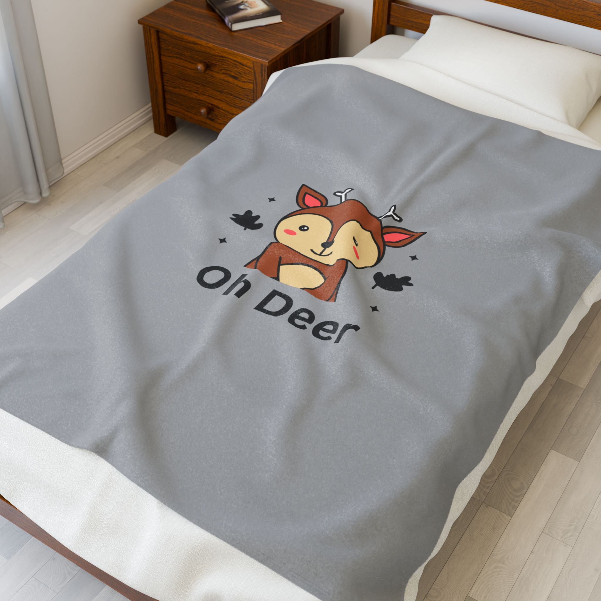 Whimsical Deer Velveteen Plush Blanket