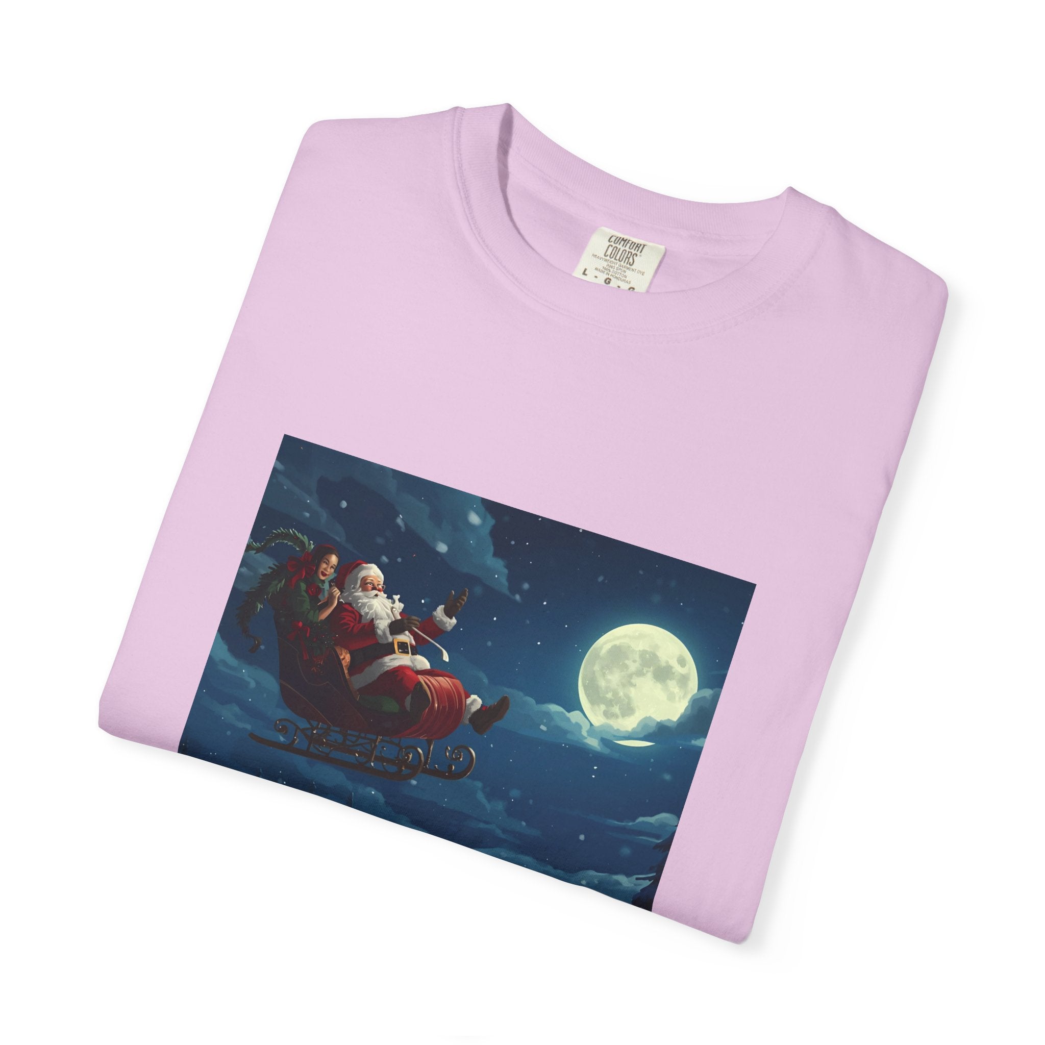 Christmas Santa Sleigh Unisex Garment-Dyed T-shirt